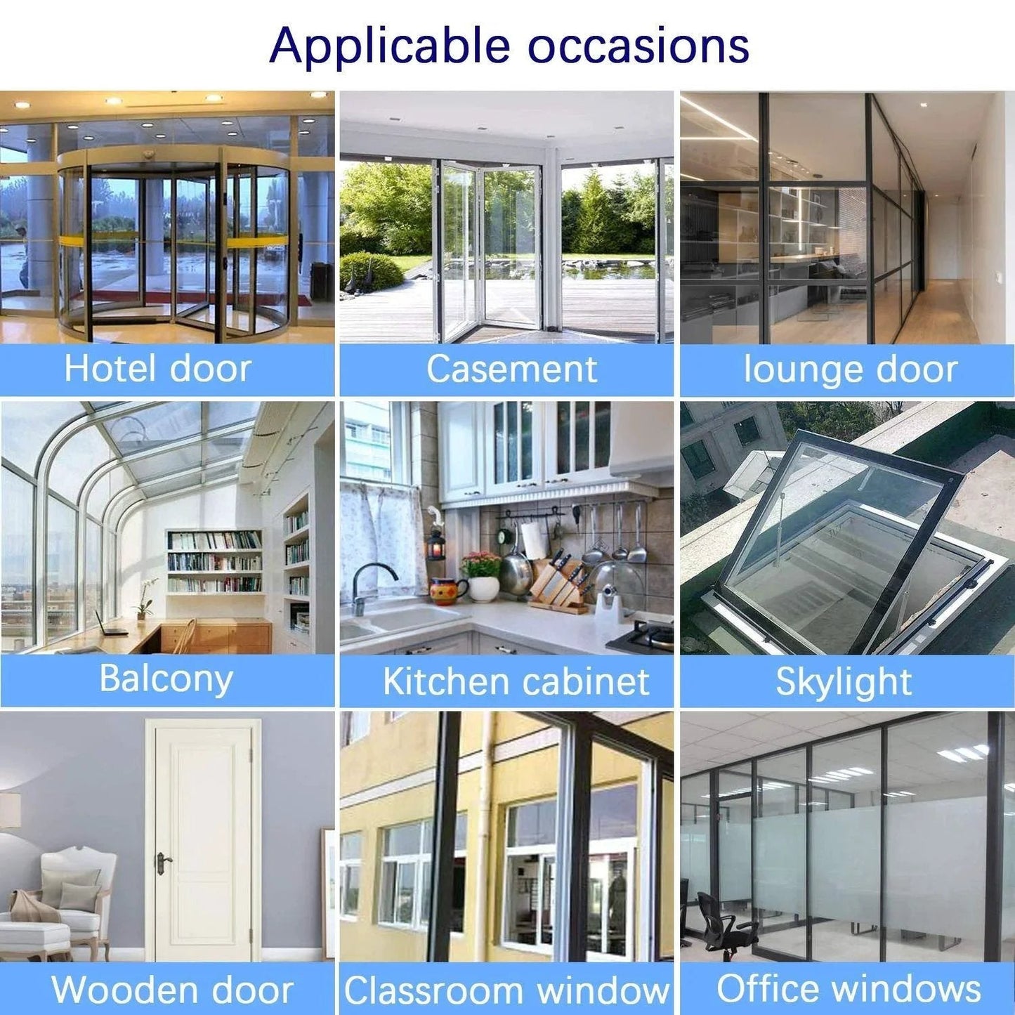 Various door and window styles where Weather Stripping Seal Tape For Doors Windows And Showers 33 Feet Self Adhering Transparent 25mm can be applied.