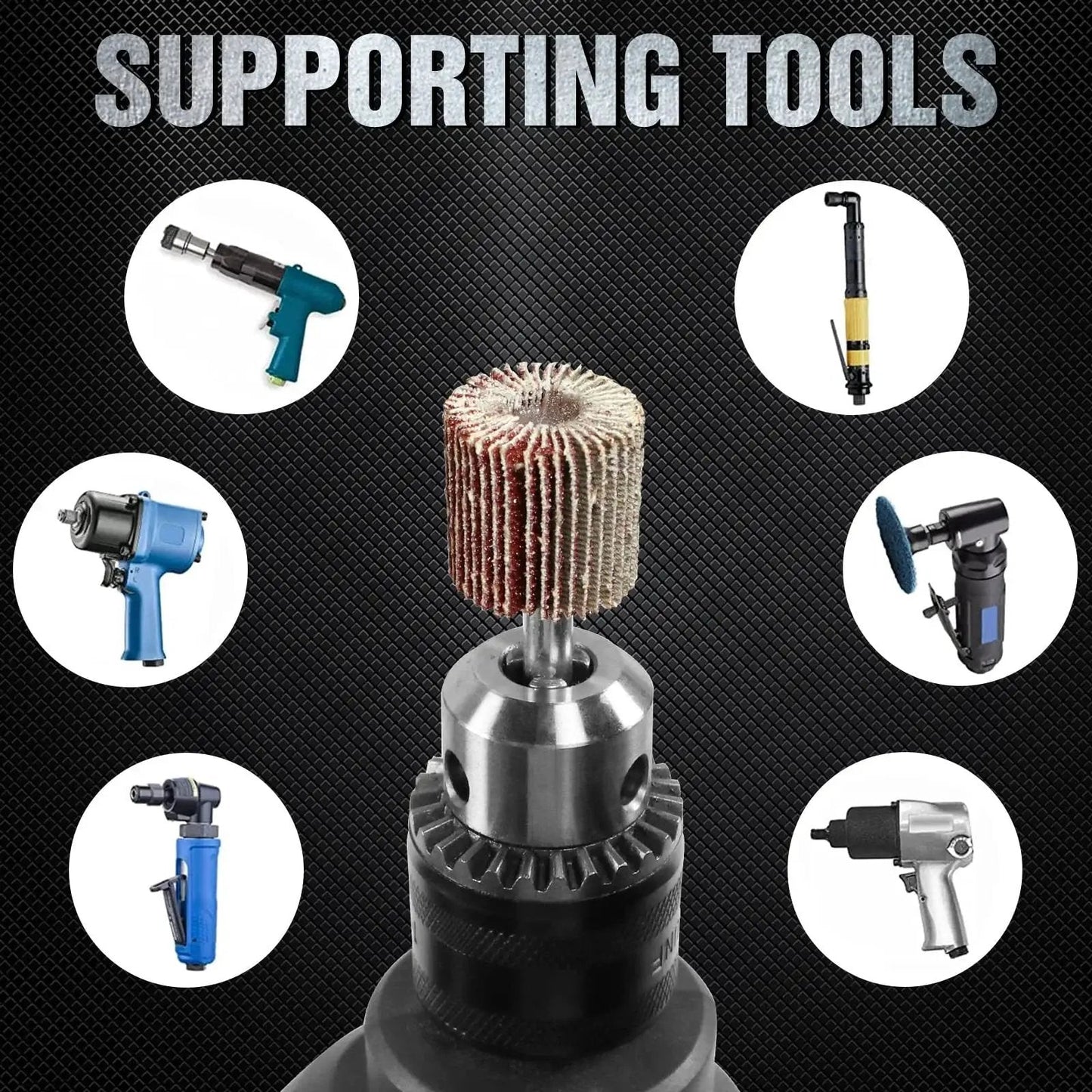 Flap Wheel Sander Set Pro Grade With Twenty Pieces 80 Grit Aluminum Oxide Sanding Wheels For Drill One Quarter Inch Shank