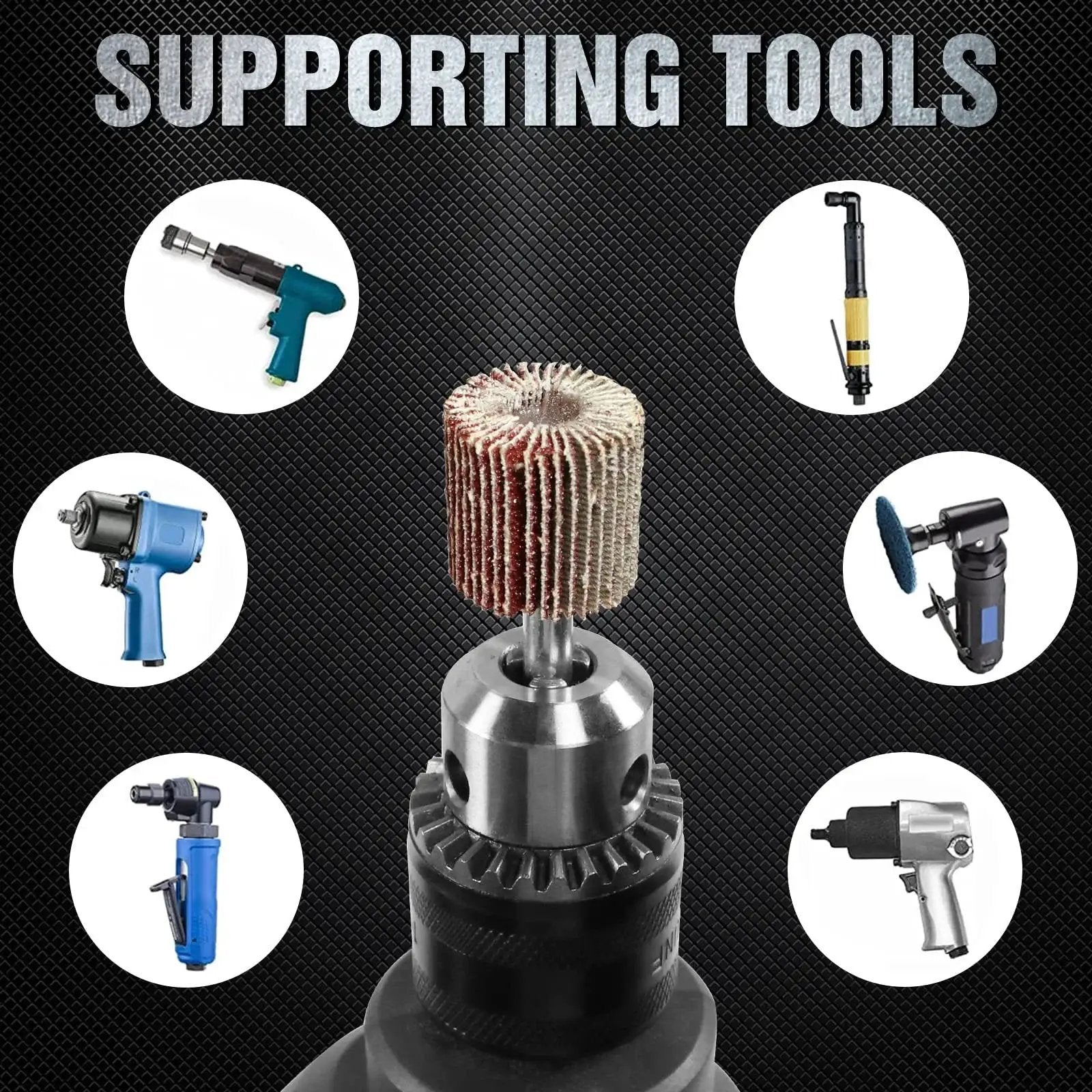Flap Wheel Sander Set Pro Grade With Twenty Pieces 80 Grit Aluminum Oxide Sanding Wheels For Drill One Quarter Inch Shank