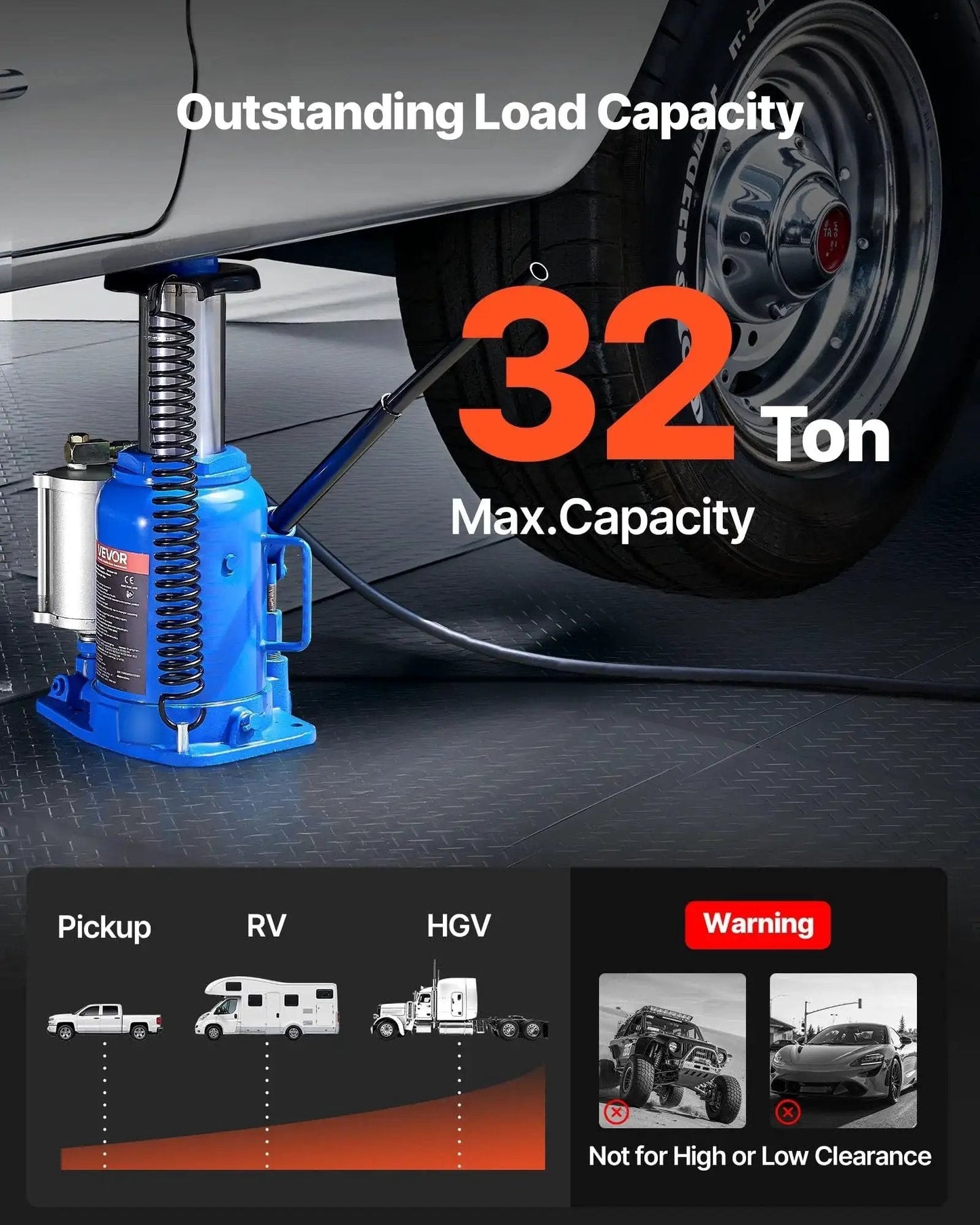Air Hydraulic Bottle Jack 32 Ton Floor Jack With Manual Pump And Pneumatic Lift under vehicle