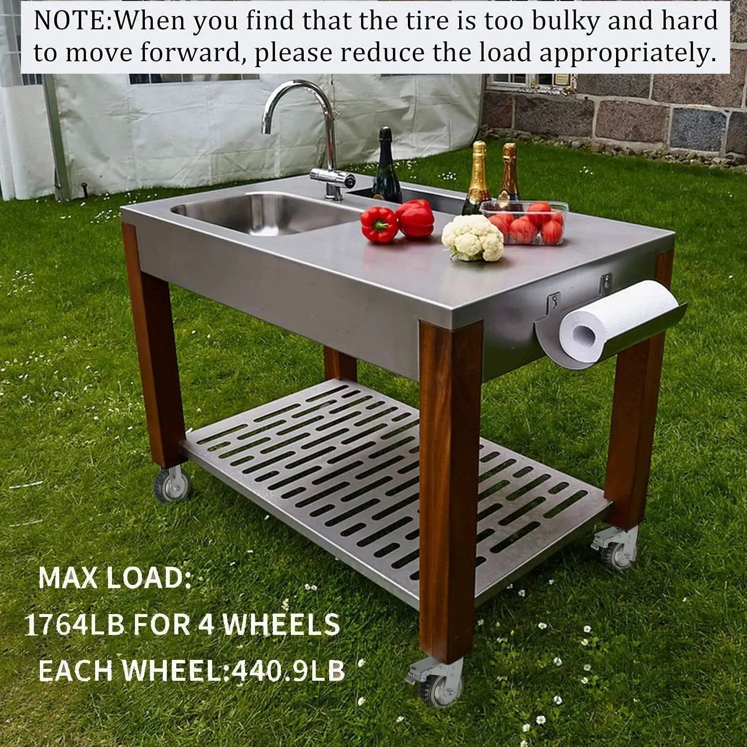 Outdoor prep station with sink on 8 Inch Solid Caster Wheels Set Of 4 With Brakes For Heavy Duty Trolleys And Workbenches Non Slip Swivel Castors 1760 Lb Capacity Industrial Plate Casters 2 Swivel And 2 Fixed Ideal For Garage Shop Carts And Mobile Workbenches Durable PVC