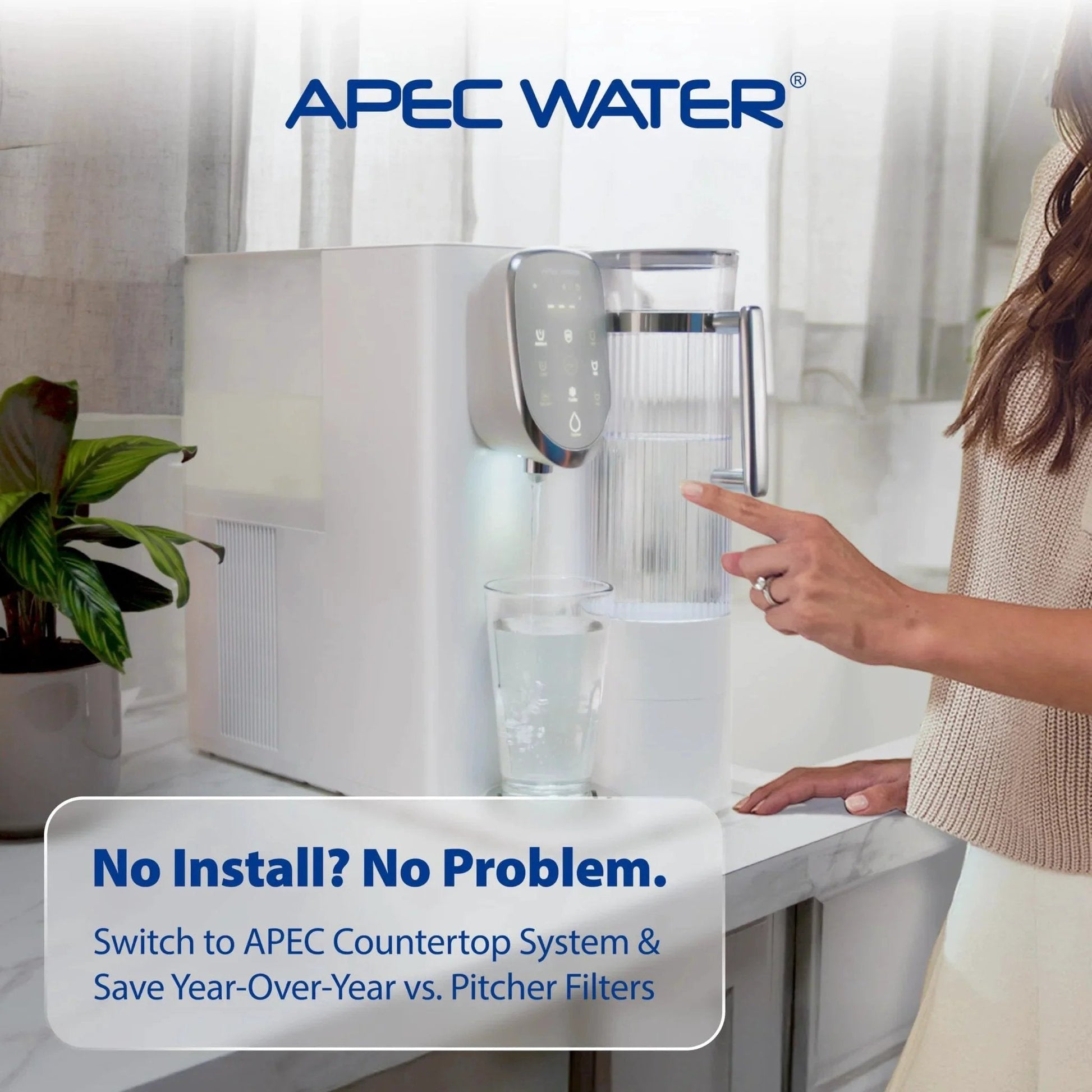 Essence Series 75 GPD 6 Stage Alkaline Mineral PH Plus Reverse Osmosis Drinking Water Filter System on kitchen counter
