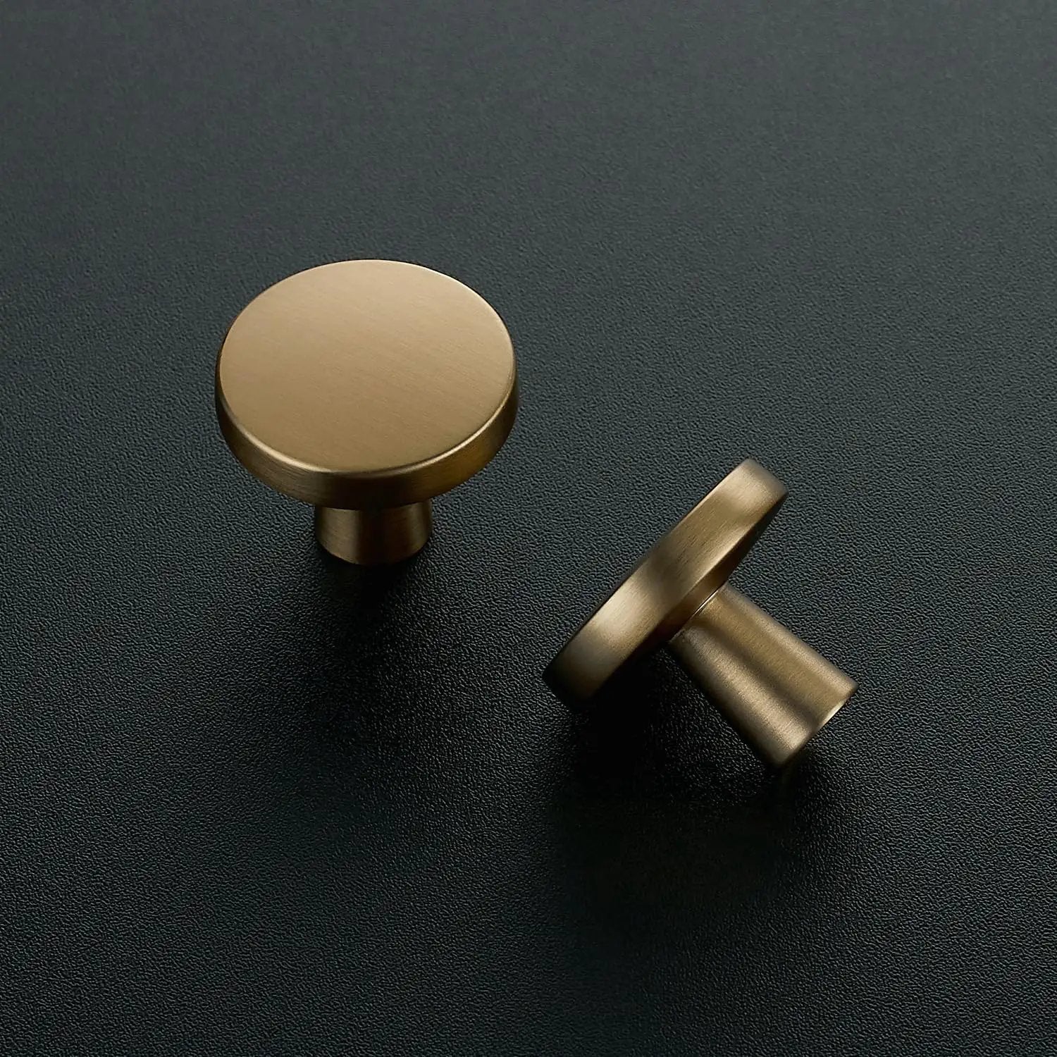 Solid Round Kitchen Cabinet Knobs 30 Pack Single Hole Pulls In Champagne Bronze Oil Rubbed Finish For Cabinets And Drawers Strong Zinc Build