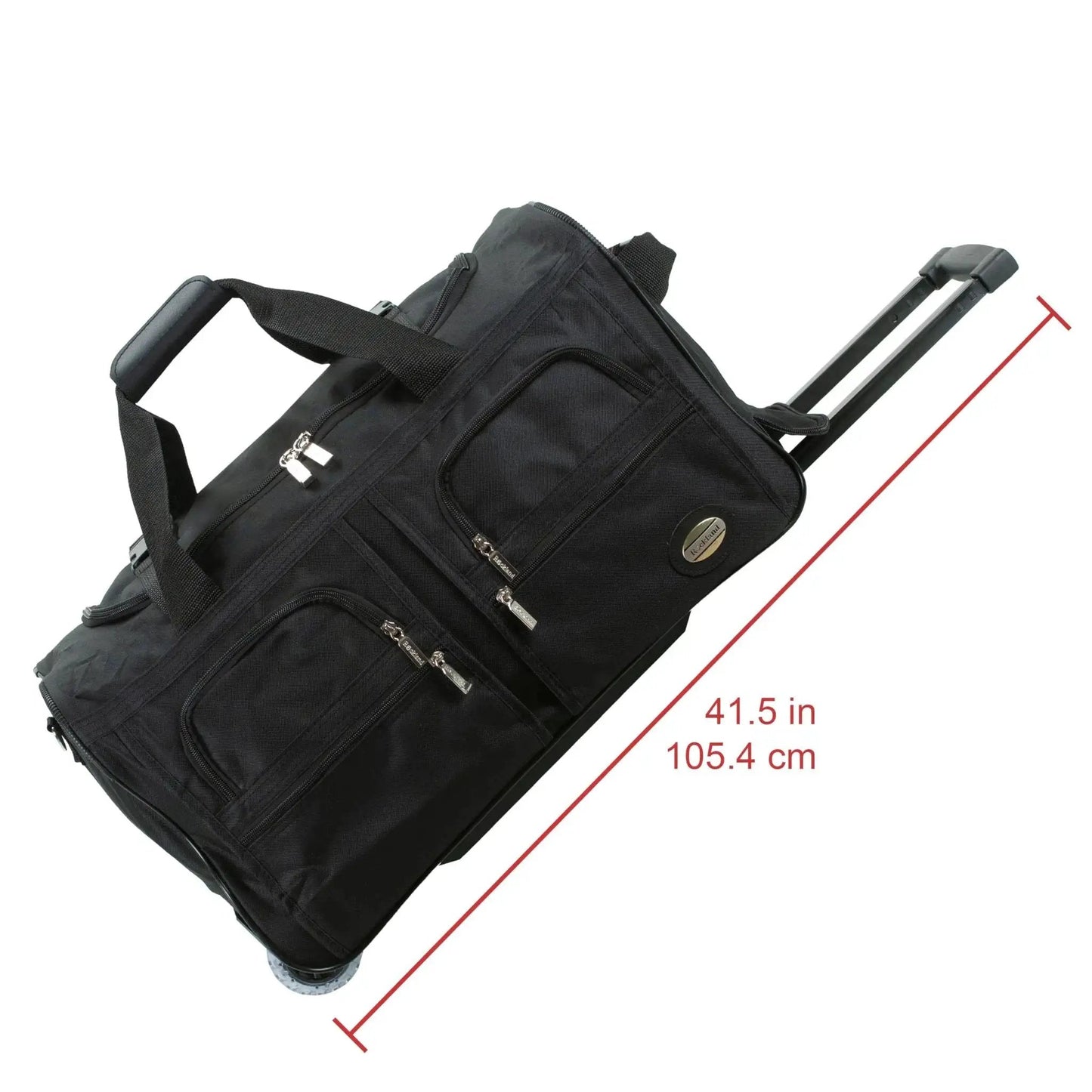 Rolling Duffel Bag With Extra Large Wheels And A Wide U Shaped Opening, Sleek Black 22 Inch Soft Sided Travel Luggage With Heavy Duty Zipper
