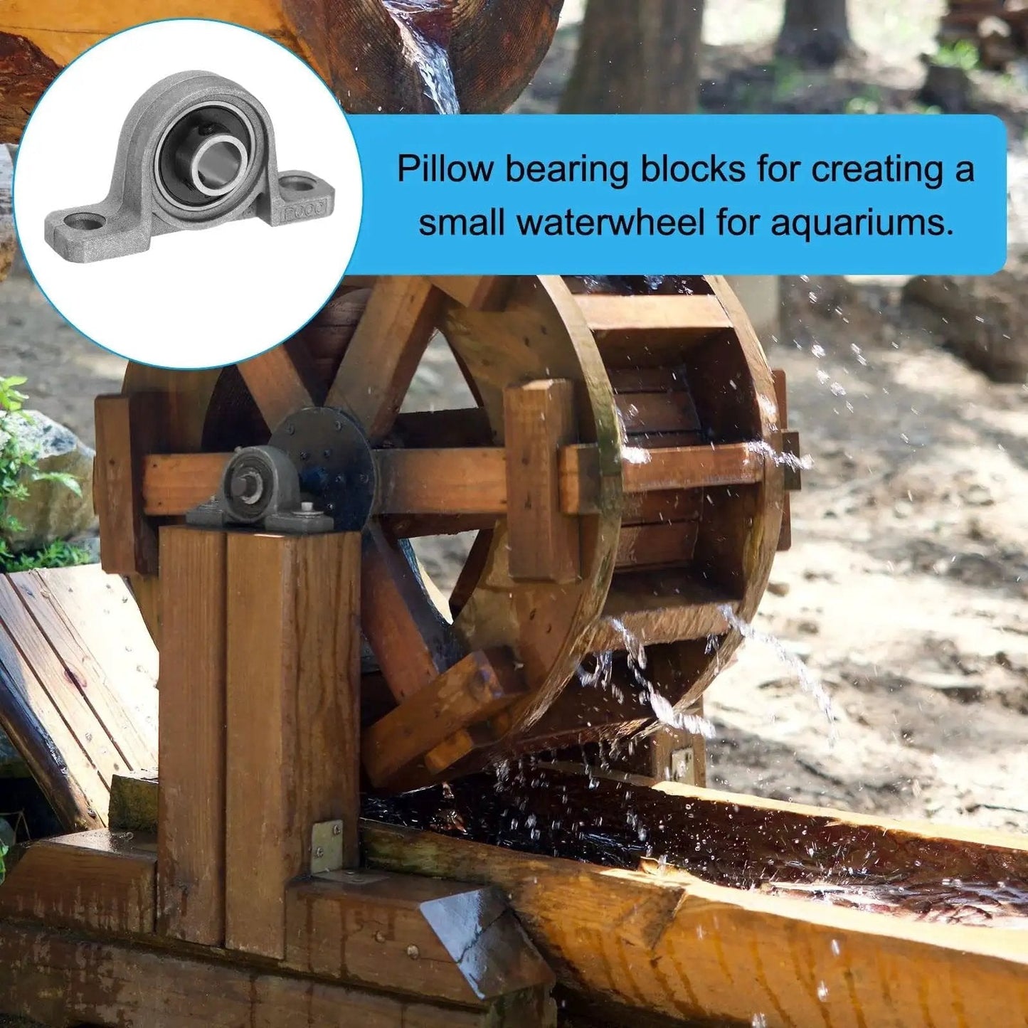 Heavy Duty Pillow Block Bearing Set Of Four 3 Eighths Inch Bore 10 MM Self Aligning Industrial Grade Zinc Alloy Steel Mounted Flange Housing For Machinery Power Equipment Agriculture And DIY Projects Built To Last used in small waterwheel setup.