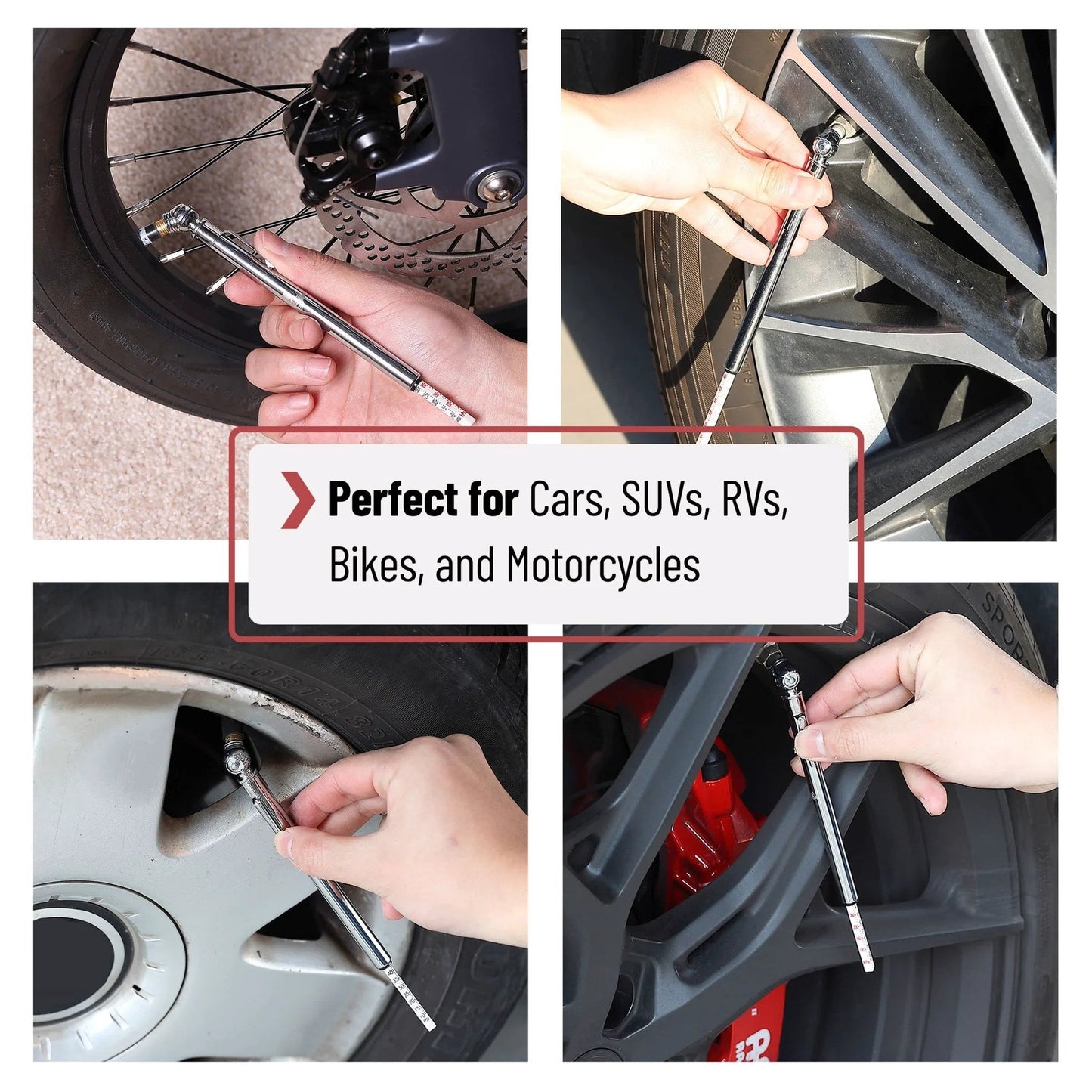 Two Pack Pencil Tire Gauge For Cars 10 To 75 PSI 70 To 550 kPa 0.7 To 5.5 BAR Stainless Steel Construction With Rust And Corrosion Resistant Seal For Valve Stems Highly Accurate Easy Read Budget Friendly in use on various vehicle tires