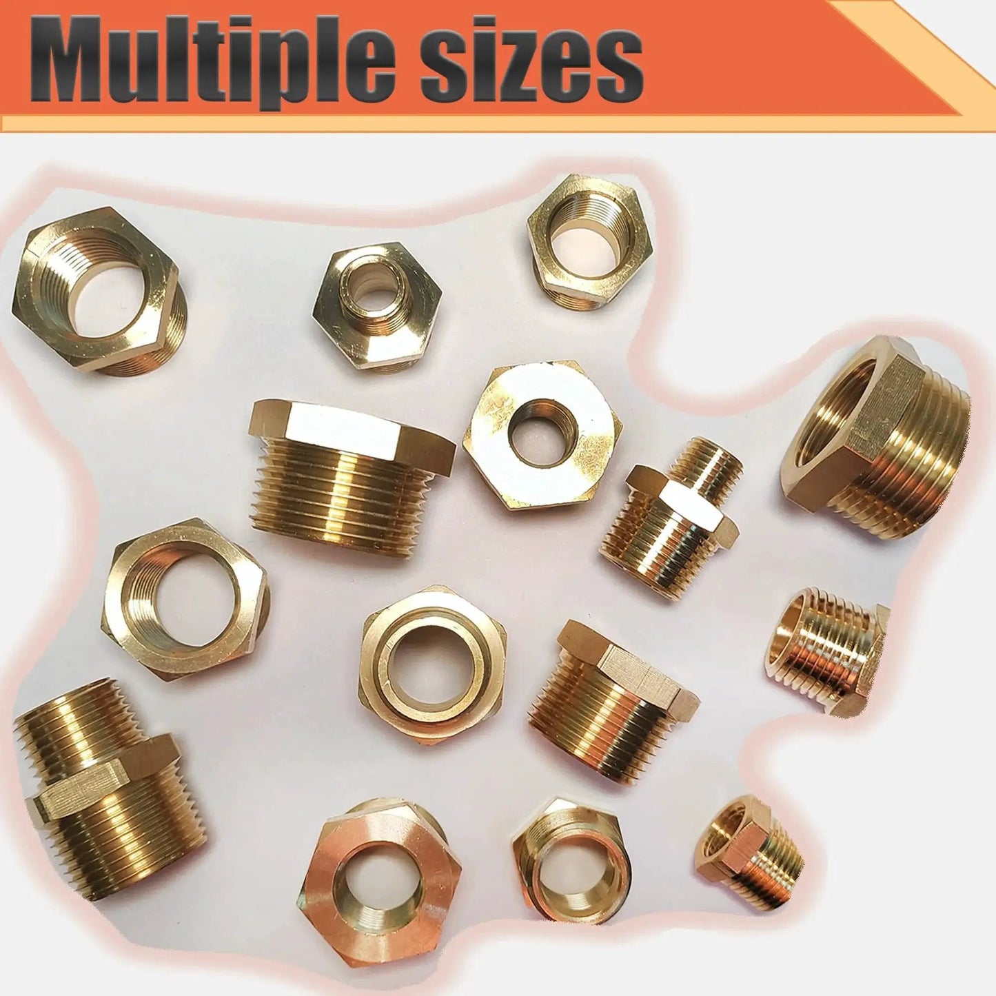 Brass 3/4 Inch NPT Male To 1/4 Inch Female NPT Reducer Bushing Hex Pipe Fitting Adapter for reducing pipe size, 2 pack