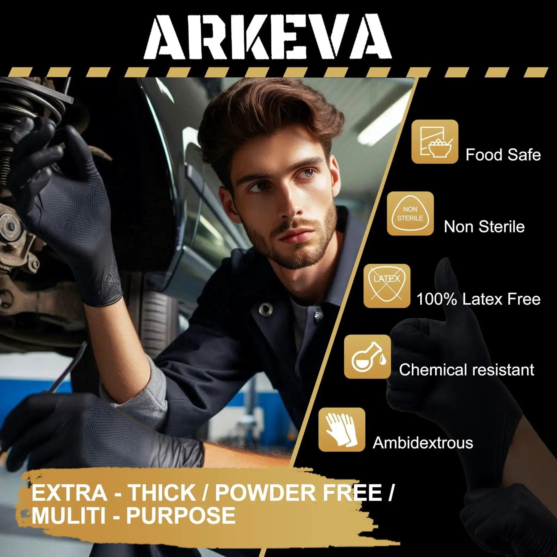 Heavy Duty 9 Mil Nitrile Disposable Gloves Diamond Texture Latex Free Large used for automotive repair focus on protection features