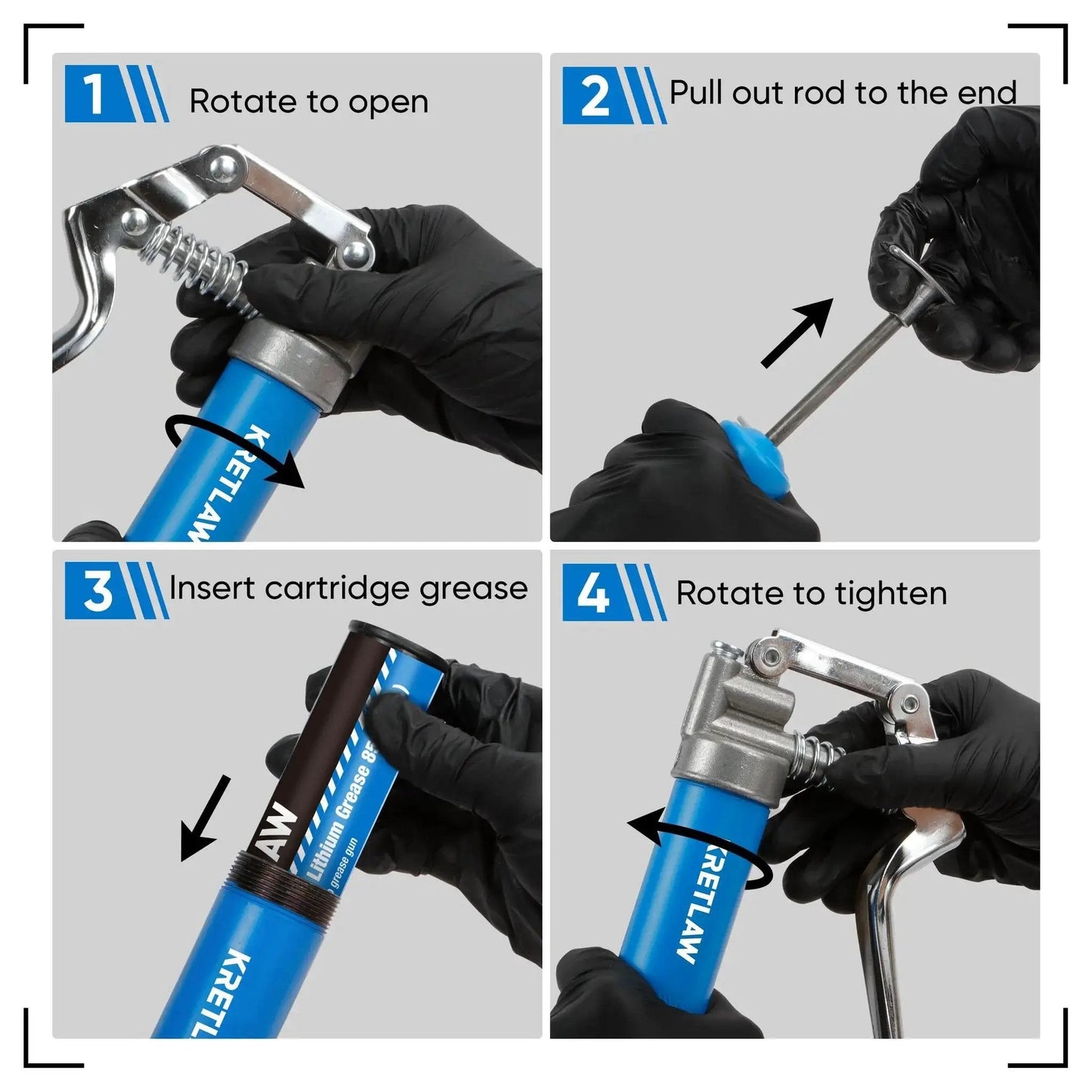 Steps to load Mini Grease Gun Kit 3000 PSI With Double 3oz Cartridges And 12 Inch Flex Hose Pro Grade Reinforced Coupler