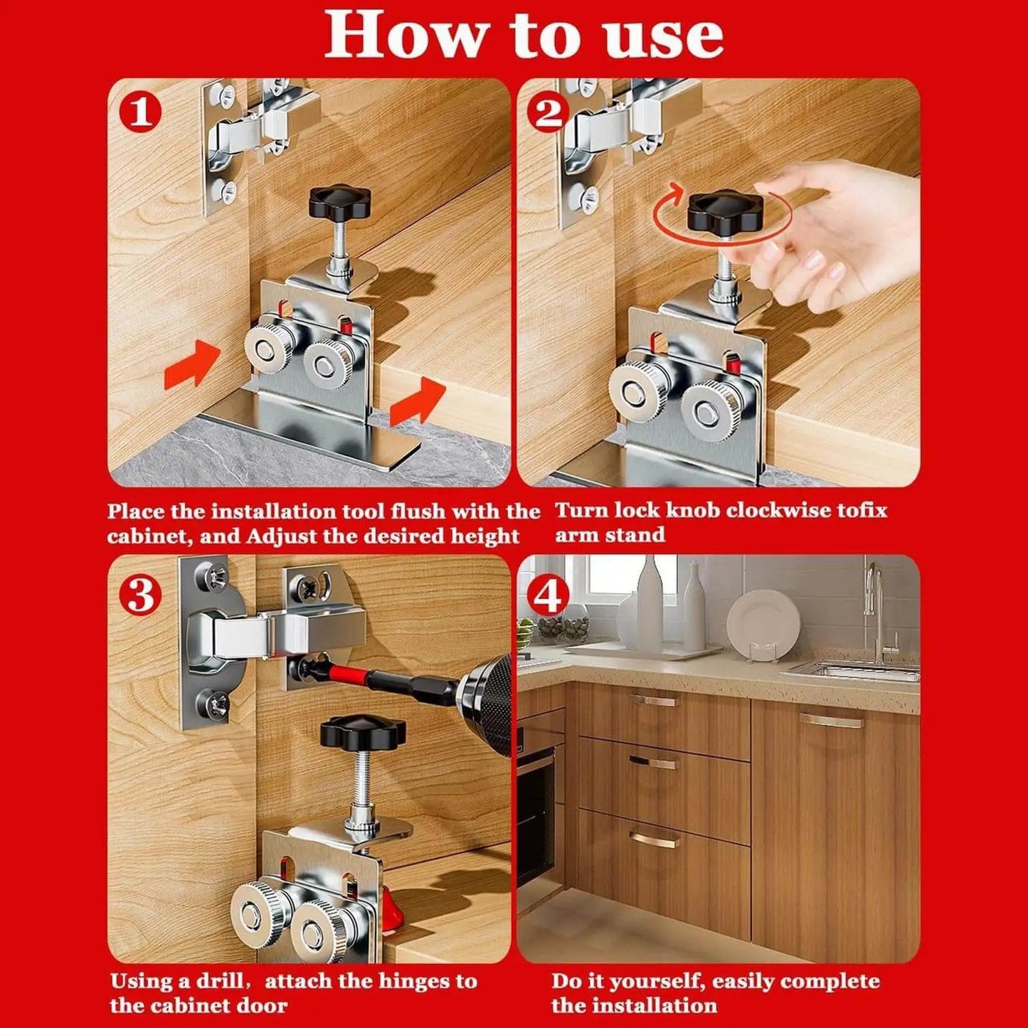 Pro Grade Cabinet Hinge Jig For Precise Door Installations, Heavy Duty Adjustable Clamp Template And Mounting Guide for use