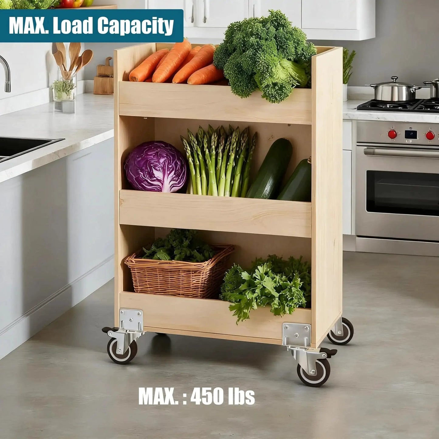 Side Mount L Shaped Plate 2 Inch Rubber Casters Set Of 4 With 2 Swivel And 2 Brakes Heavy Duty Low Profile Casters on kitchen cart