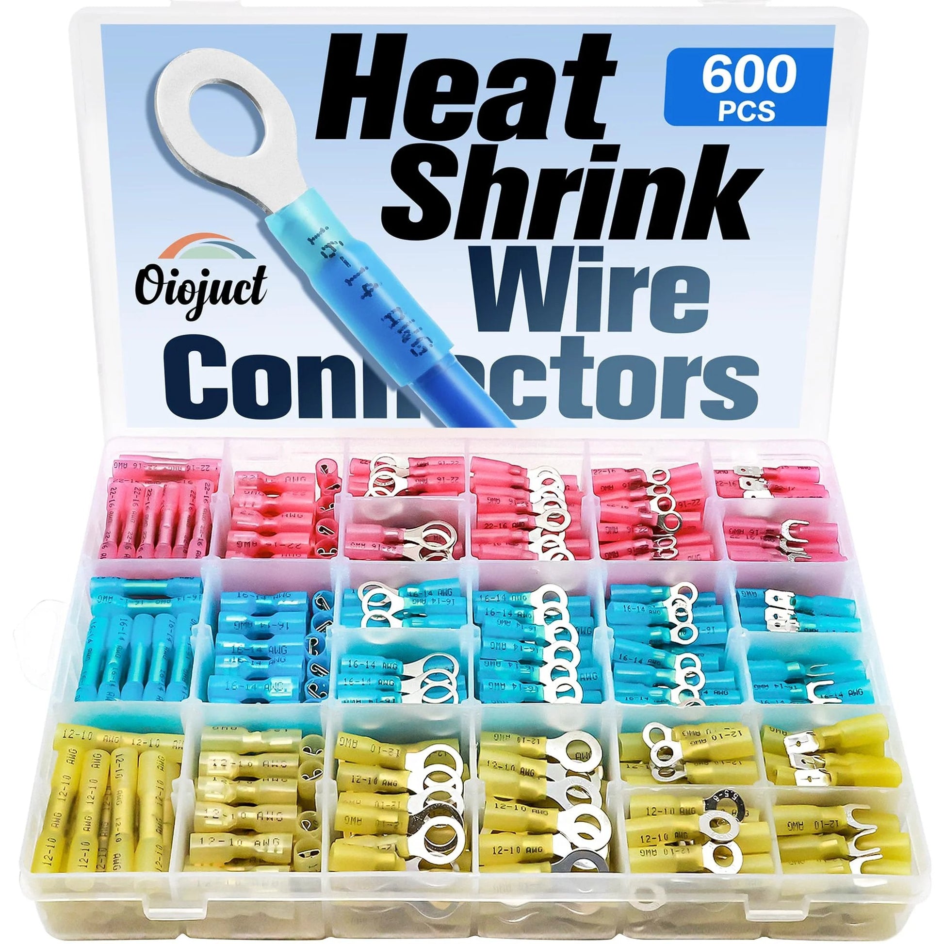 Heat Shrink Wire Connector Kit 600 Pcs For Marine And Automotive Electrical Wiring Includes Waterproof Ring Spade Fork Butt Crimp Terminals Assortment For Quick Rock Solid Connections