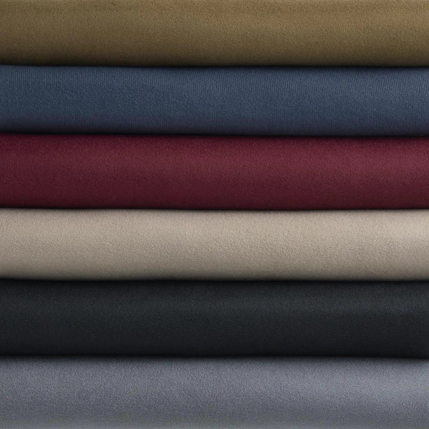 Beige Headliner Fabric With Foam Backing For Car SUV Truck RV 60x54 shown in a stack with assorted color options