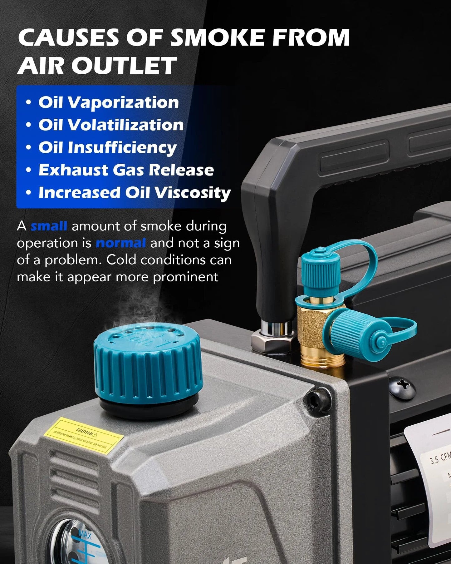 Close-up of vacuum pump with controls, part of the All In One 3 Gallon Vacuum Chamber Kit With One Quarter Horsepower Pump, Tempered Glass Lid, And 5 Foot Hose For Wood Stabilization, Silicone Resin Degassing, And Casting Projects Including All Necessary Accessories.
