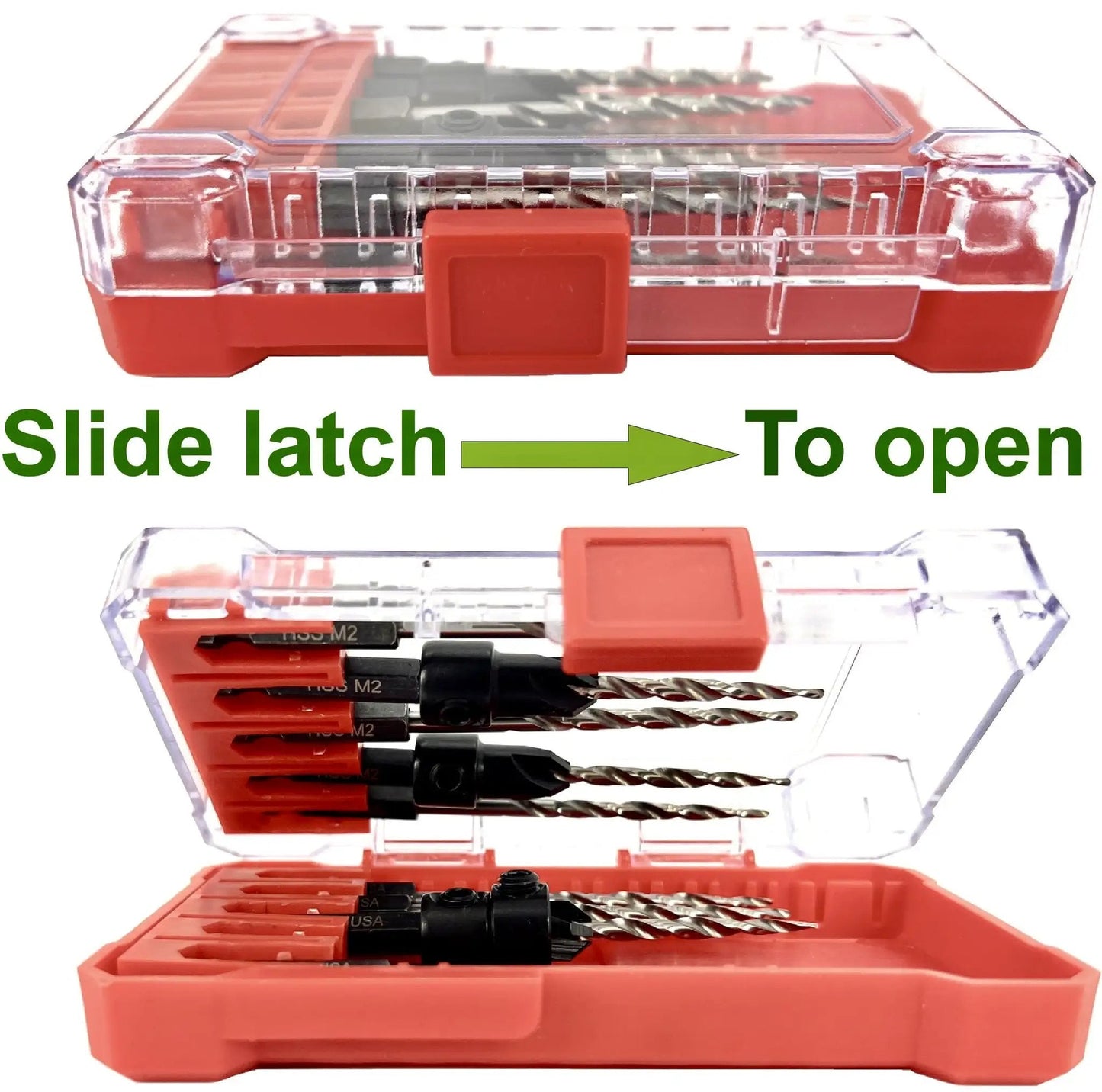 Woodworking Five Piece Depth Adjustable Countersink Drill Bit Set With Replacement Tapered Bits In A Tough Storage Case Size Six Nine Sixty Fourth Inch For Precise Finishes And Quick Setup In Cabinets Furniture And DIY Projects From FTG USA