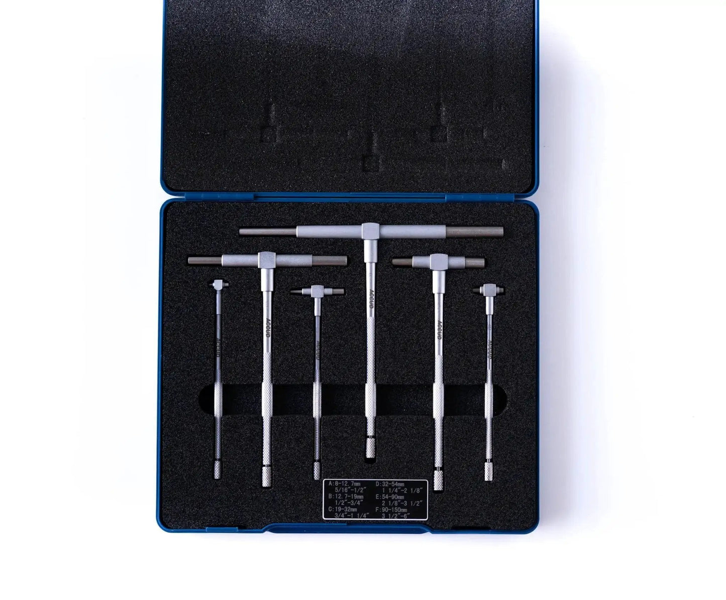 Telescoping Bore Gauge Set Five Sixteenths To Six Inches With Satin Chrome Finish T Bore Gauges Self Centering System Set Of Six Pieces In Fitted Plastic Case