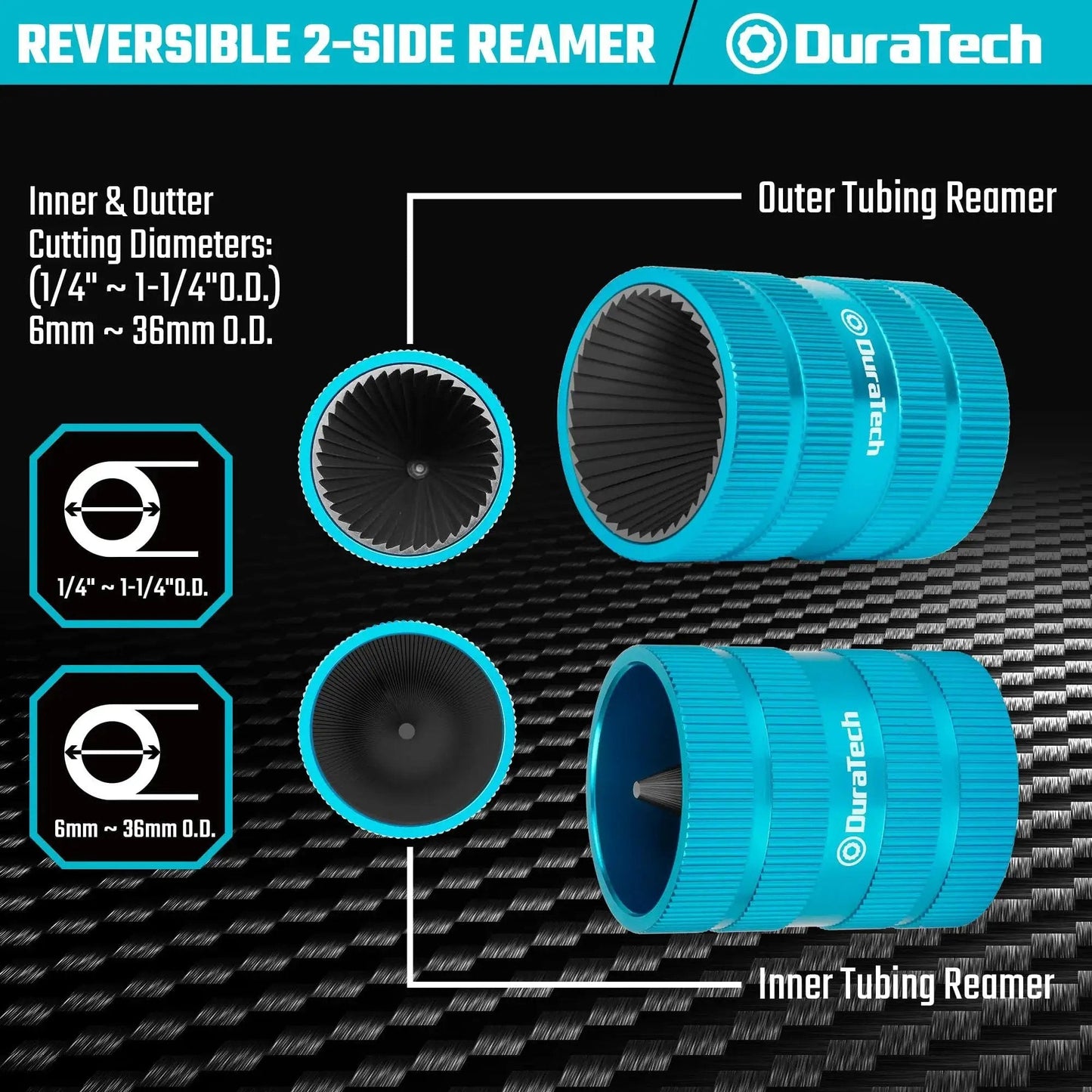 Versatile Tubing And Pipe Reamer For Quick Deburring From 0.25 Inch To 1.25 Inch OD Heavy Duty Aluminum Body Duratech