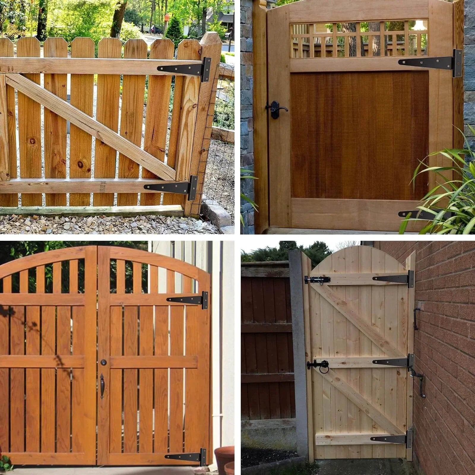 6 Pack 8 Inch T Strap Hinges Heavy Duty Shed Door Hinges Gate Strap Black Tee Hinge for Wooden Fences Installed on Gates