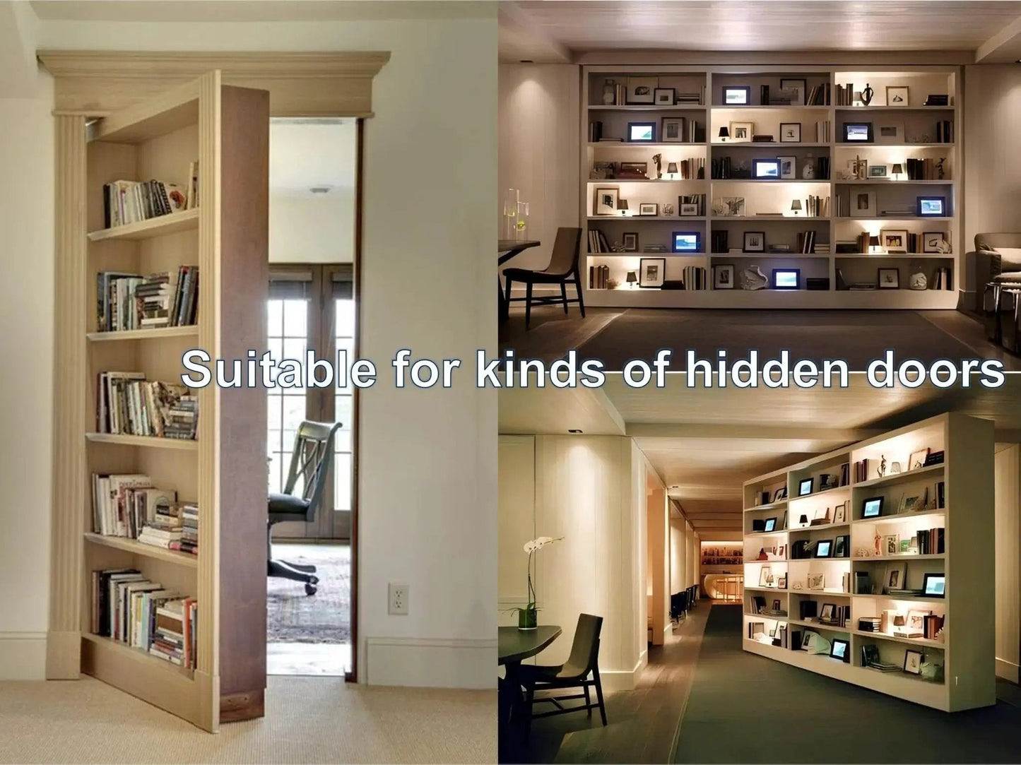 Beefy Hidden Door Hinge Heavy Duty 870 Lbs Load Bearing With Thick Solid Steel Frame for bookcase-style hidden doors