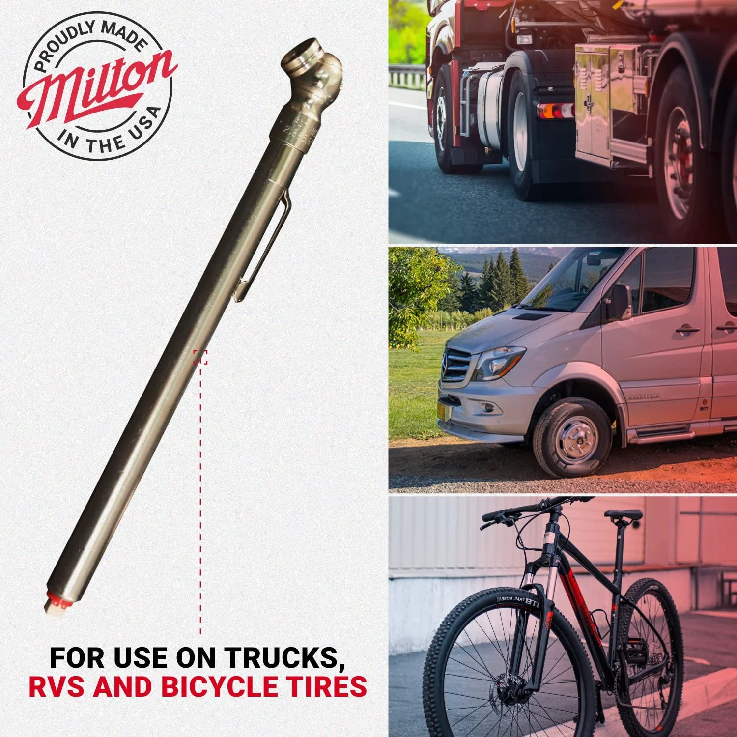 Pencil Tire Pressure Gauge For Trucks, RVs, And Bikes With Built In Deflator Valve, 20 To 120 PSI Range, Durable Plated Brass