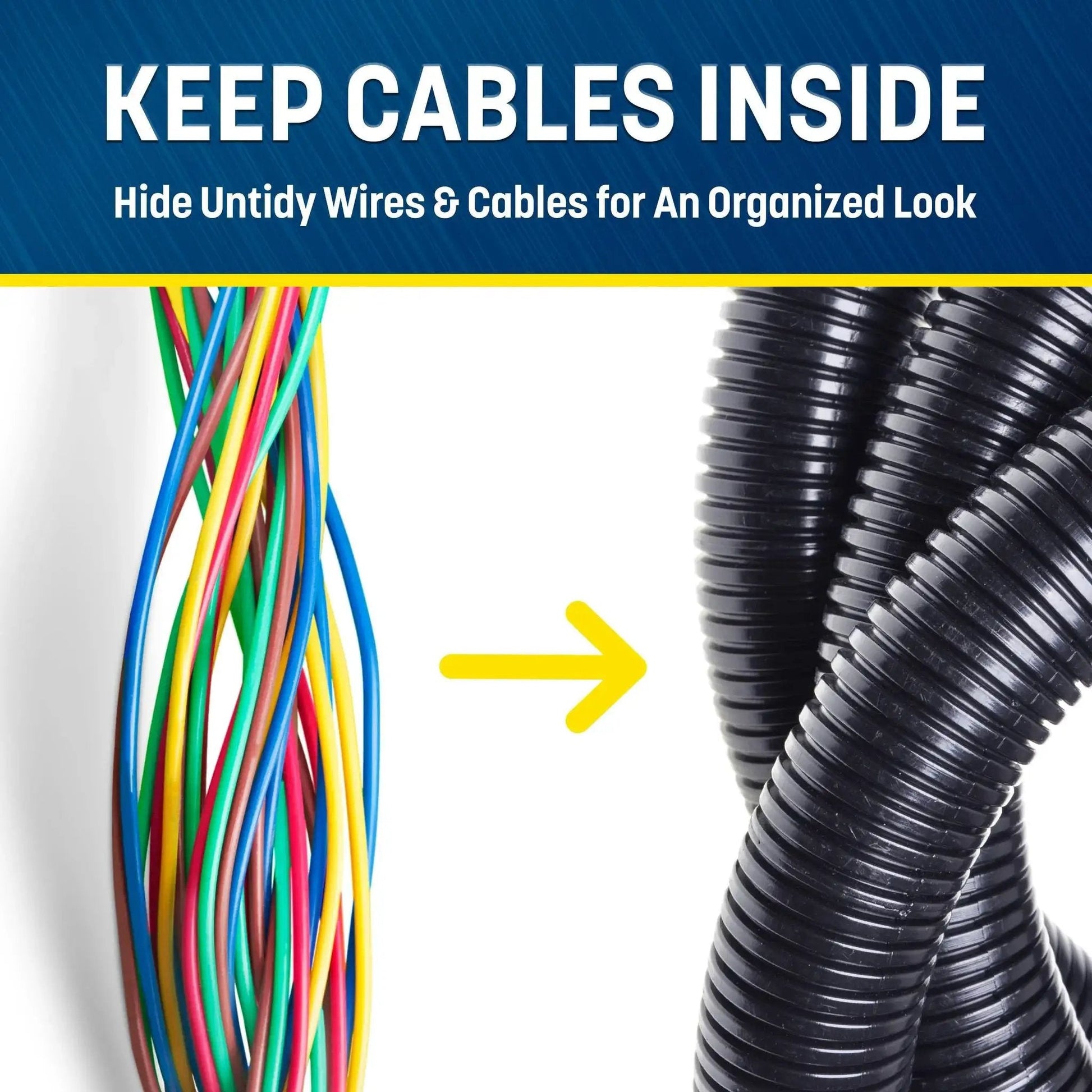 Split Wire Loom Tubing For Auto And Industrial Wires Half Inch By 50 Ft Split Cable Sleeve Protector Flexible Outdoor High Temperature Conduit For Easy Wire Management Durable Cover For Automotive And DIY Projects GS Power