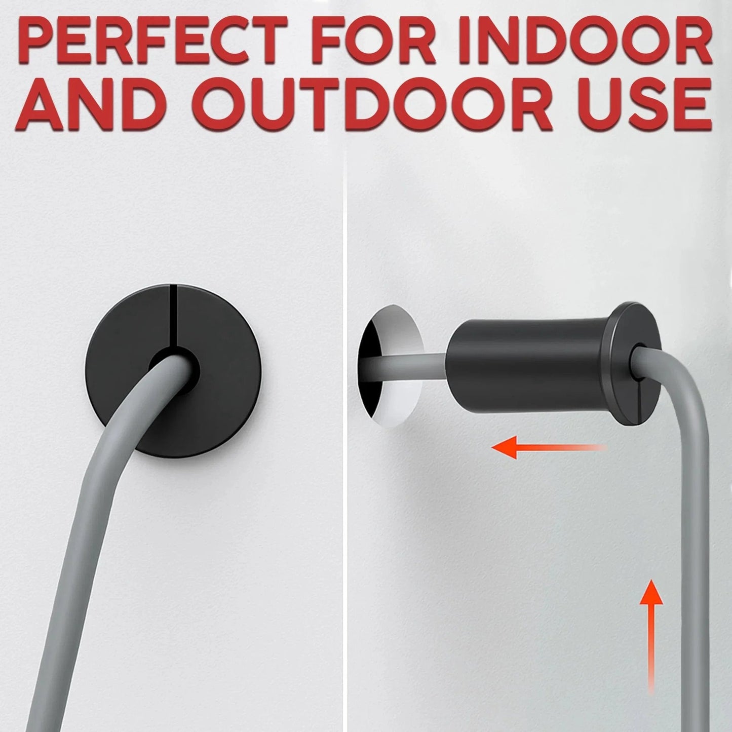 Two Pack Silicone Wall Bushing For Three Quarters Inch Holes Compatible With Starlink shown installed in wall for cable pass-through.
