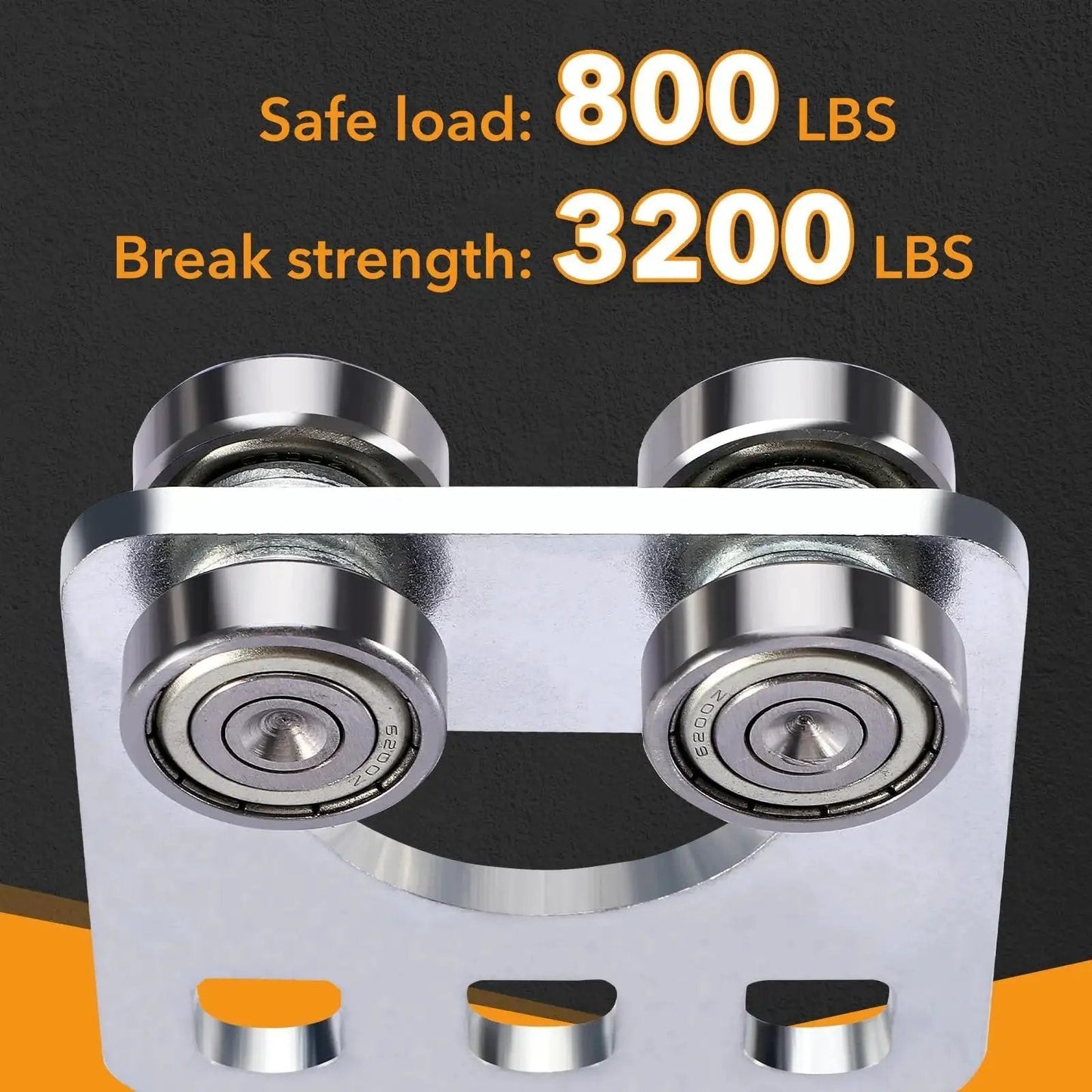 Four Wheel Trolley Assembly Rollers With Four Bearings For Unistrut Trolleys, rust-resistant galvanized carbon steel, safe load 800 lbs
