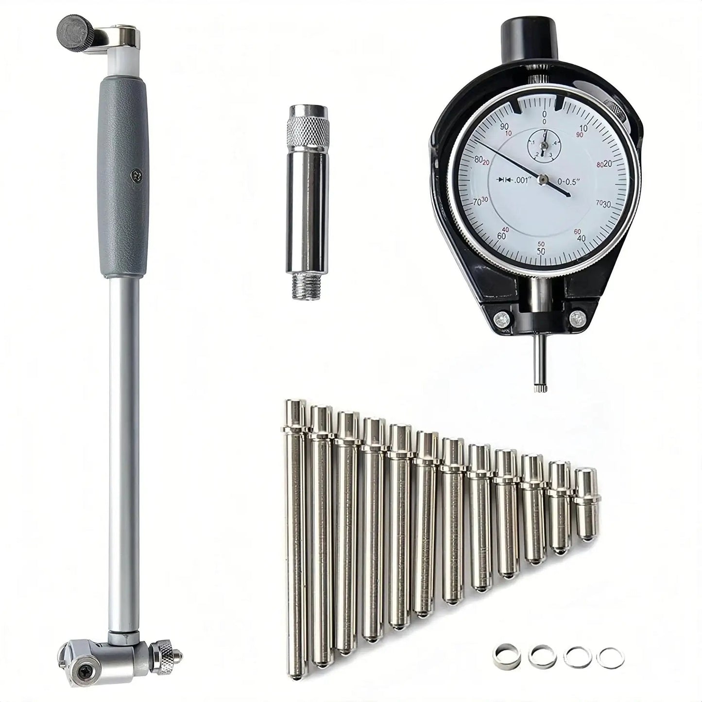 Dial Bore Gauge Set 2 to 6 Inches With 0.001 Inch Accuracy, Self Centering Dial Indicator For Engine Cylinder Holes, Inside Micrometer