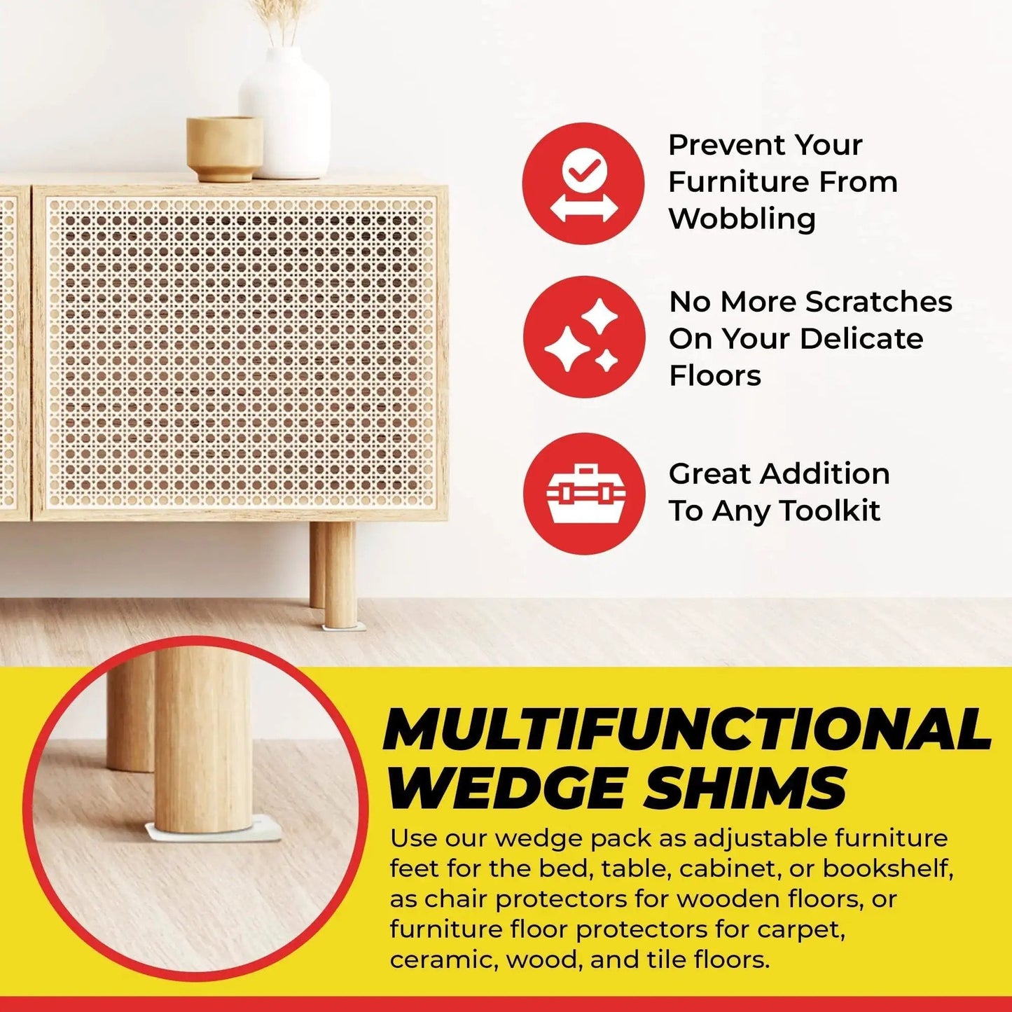 Must Have Leveling Shims For Furniture And Home Improvement Nonslip Multi Purpose Wedges For Tables Desks Cabinets And Toilet Shims Deliver Quick Easy Stability 20 Pack White Qualihome Pro Grade under cabinet