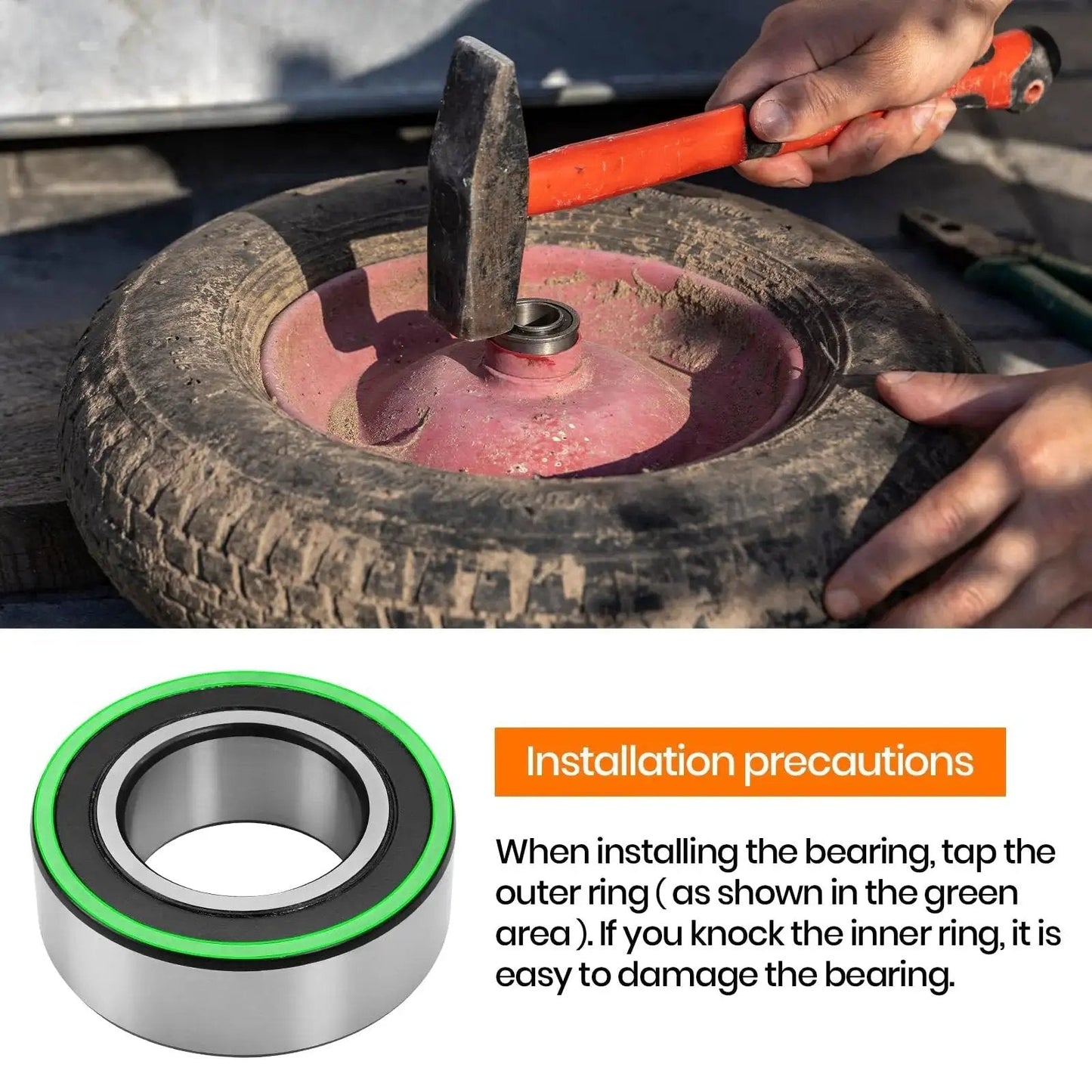 Installing 4 Pack Three Quarter Inch Carbon Steel Bearings Replacement For Lawn Mowers Wheelbarrows Carts And Hand Trucks