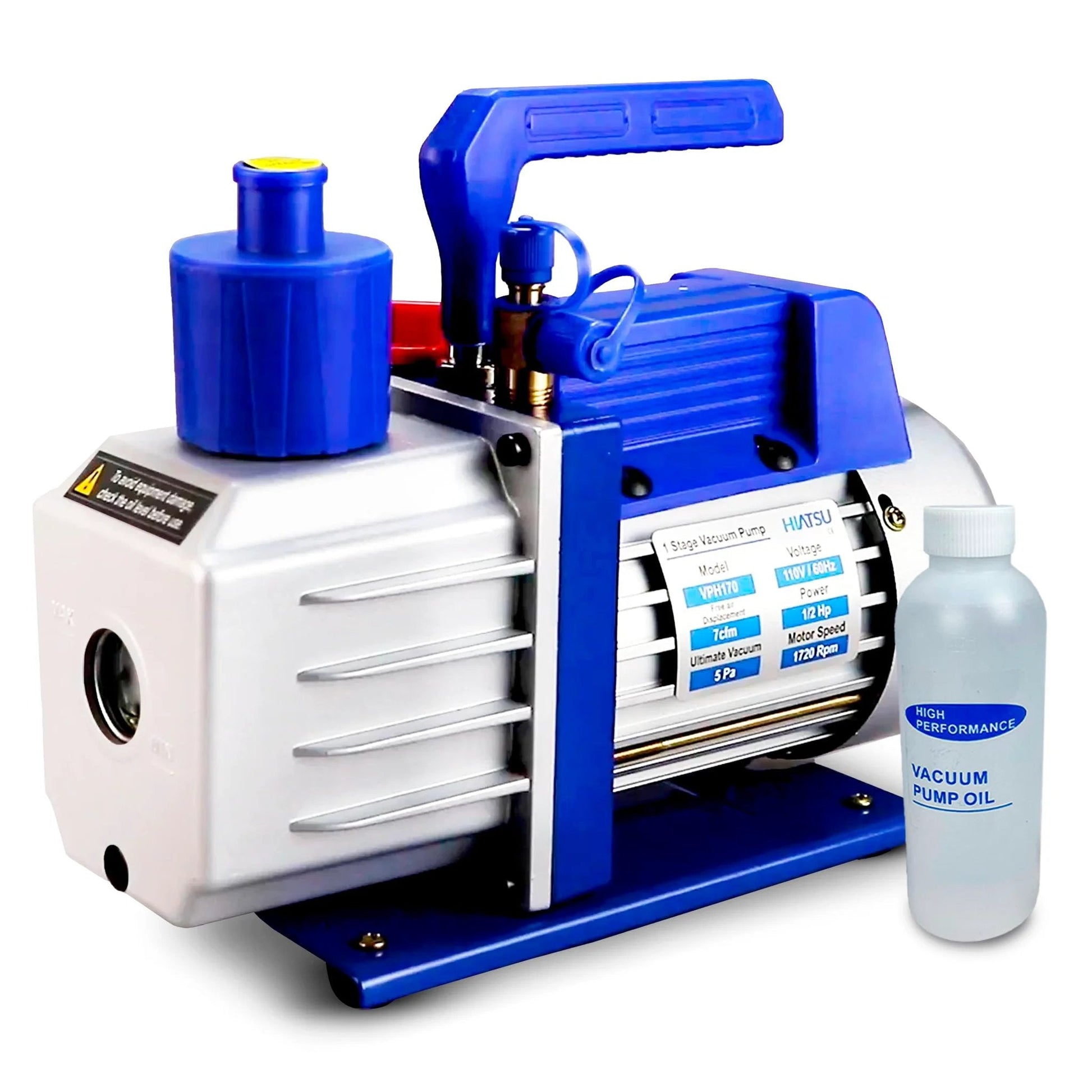 7 CFM Vacuum Pump For AC System HVAC One Half HP Automotive Vacuum Pump 110 Volt 60 Hertz Dual Inlet Ports One Quarter Inch And One Half Inch For Home And Automotive AC Mini Split Service