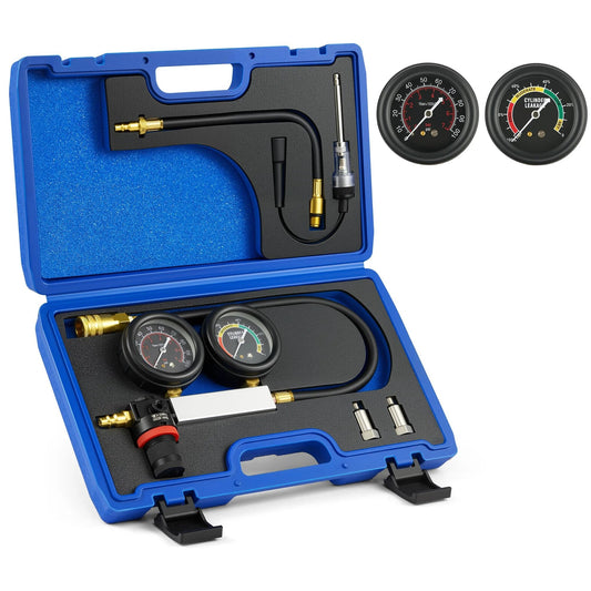 Dual Gauge Cylinder Leak Down Tester Kit For Gas Engines With Spark Plug Tester Adapters And Easy Read Gauges Adjustable