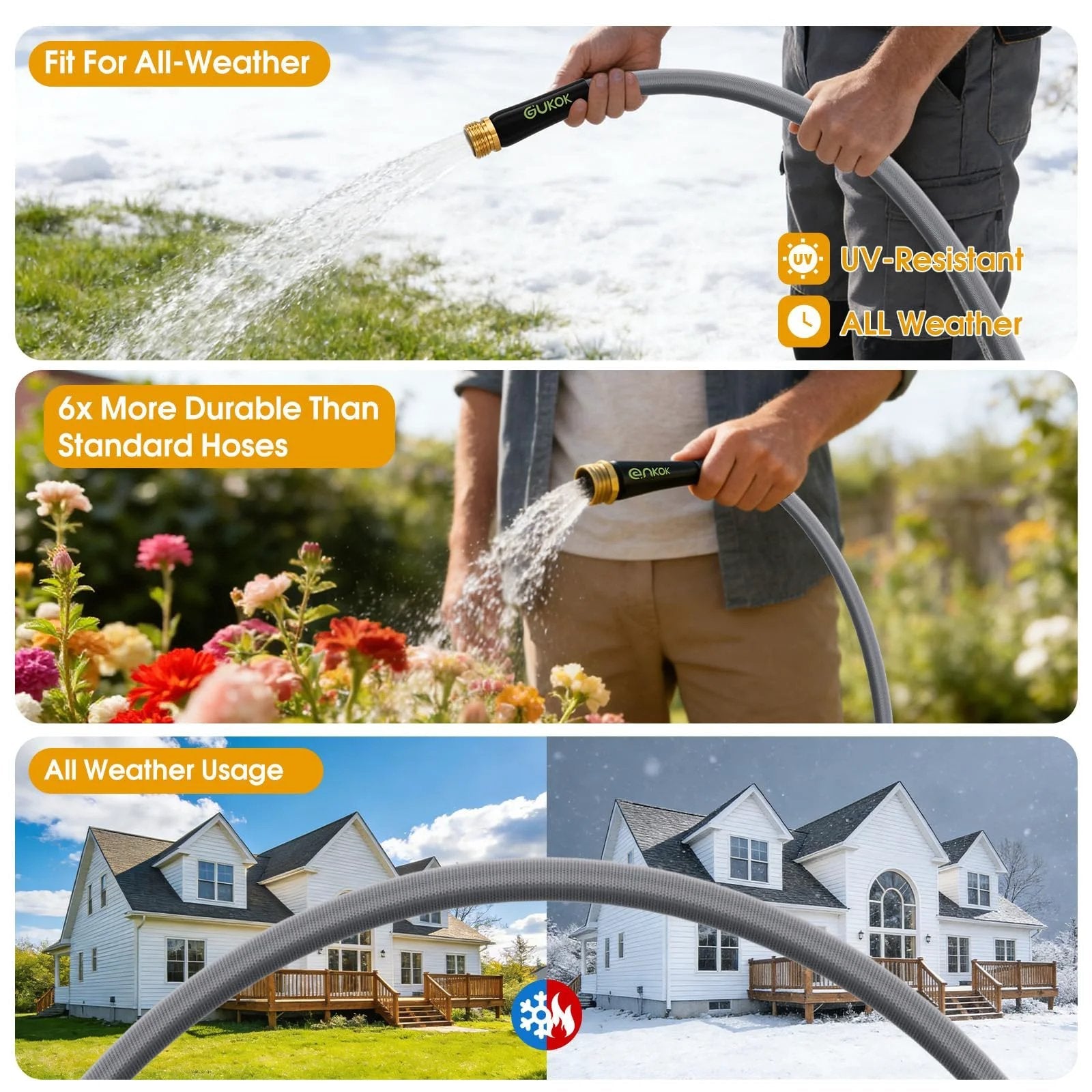 Ultra Lightweight 100 Ft Garden Hose That Is Non Expanding Burst Resistant Kink Free Easy To Maneuver High Pressure All Weather Hose spraying water