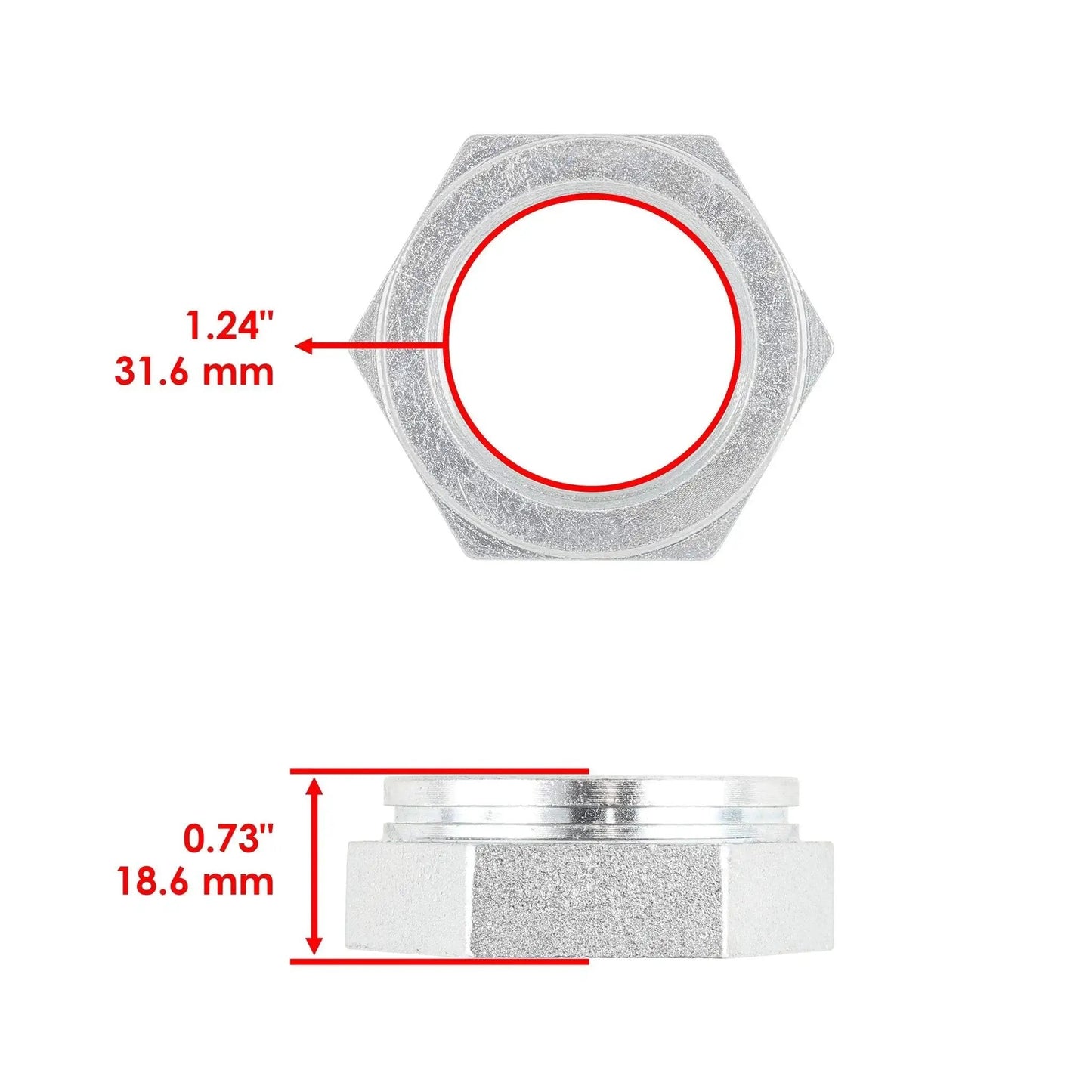 Hex nut dimensions for Rear Axle Shaft Bearing Housing Carrier Hub for Polaris ATV Replacement, showing measurements