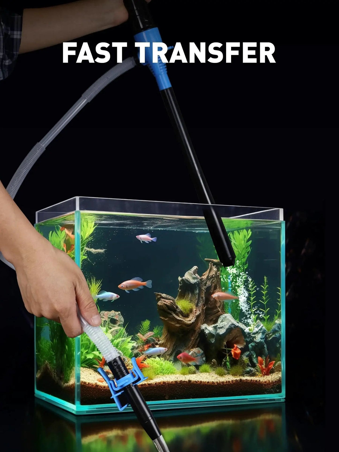 Person using Battery Operated Oil Transfer Pump 3 GPM For Gasoline Diesel Water And More in aquarium setup