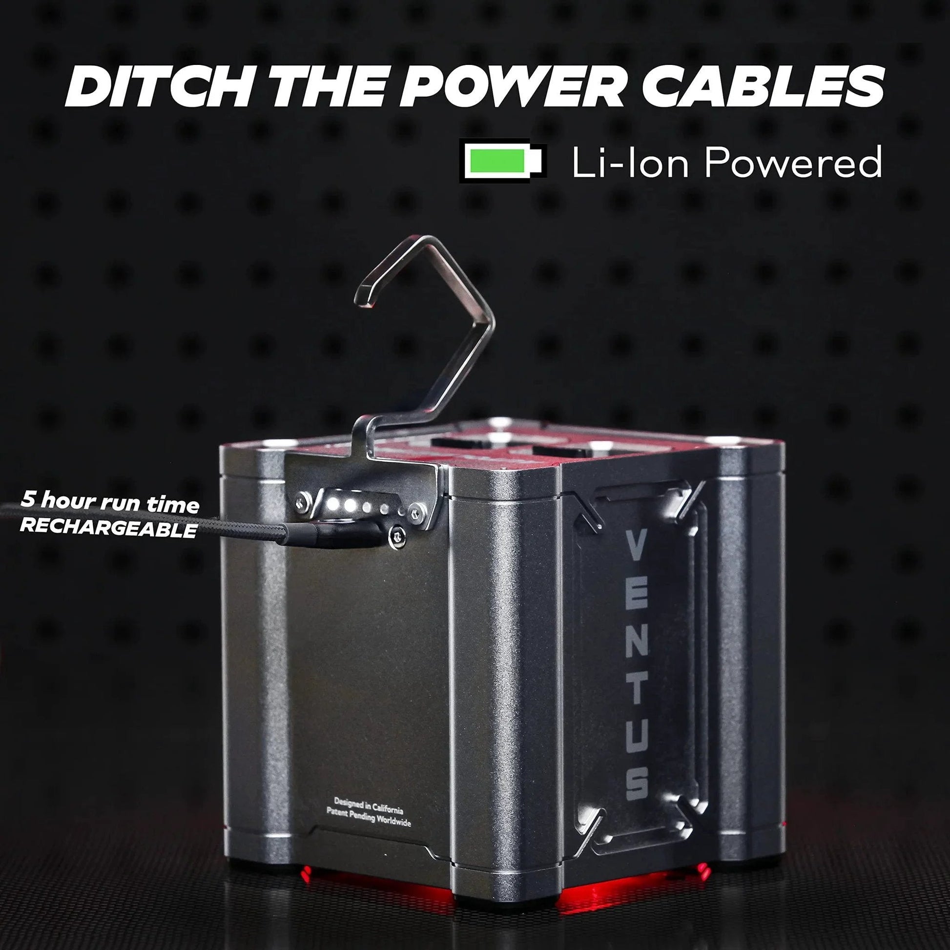 Ventus Smoke Machine Leak Tester for EVAP and Vacuum Systems with Built in Air Compressor shown with Li-Ion battery feature