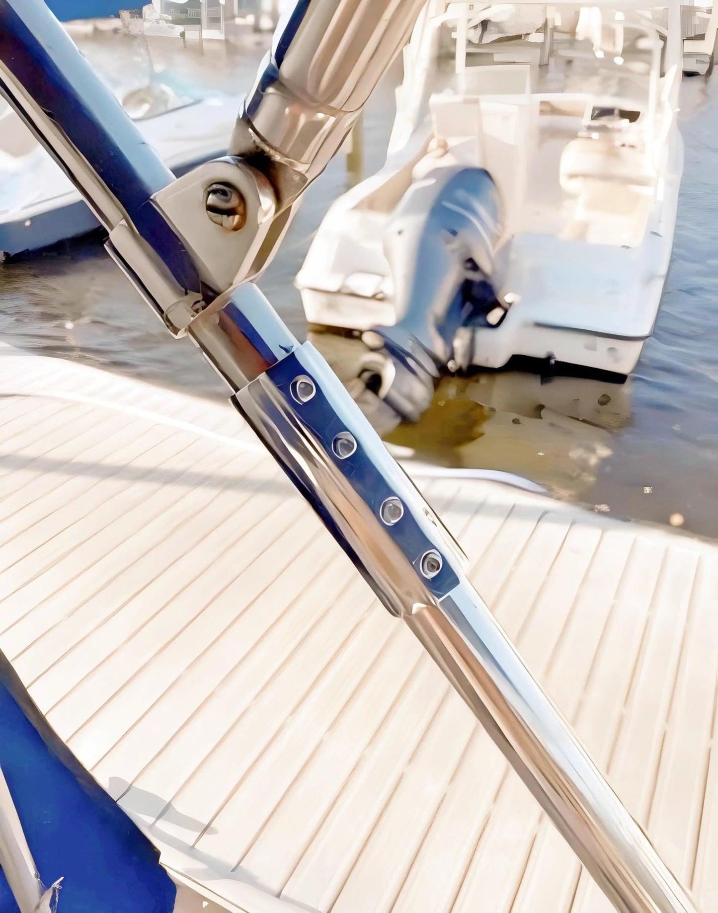 316 Stainless Steel Marine Straight Pipe Fittings 2 Pack For 25mm And 1 Inch OD Tubes Durable Boat Hardware Couplers Easy Install Rust Resistant Cast Tube Connectors visible on boat.