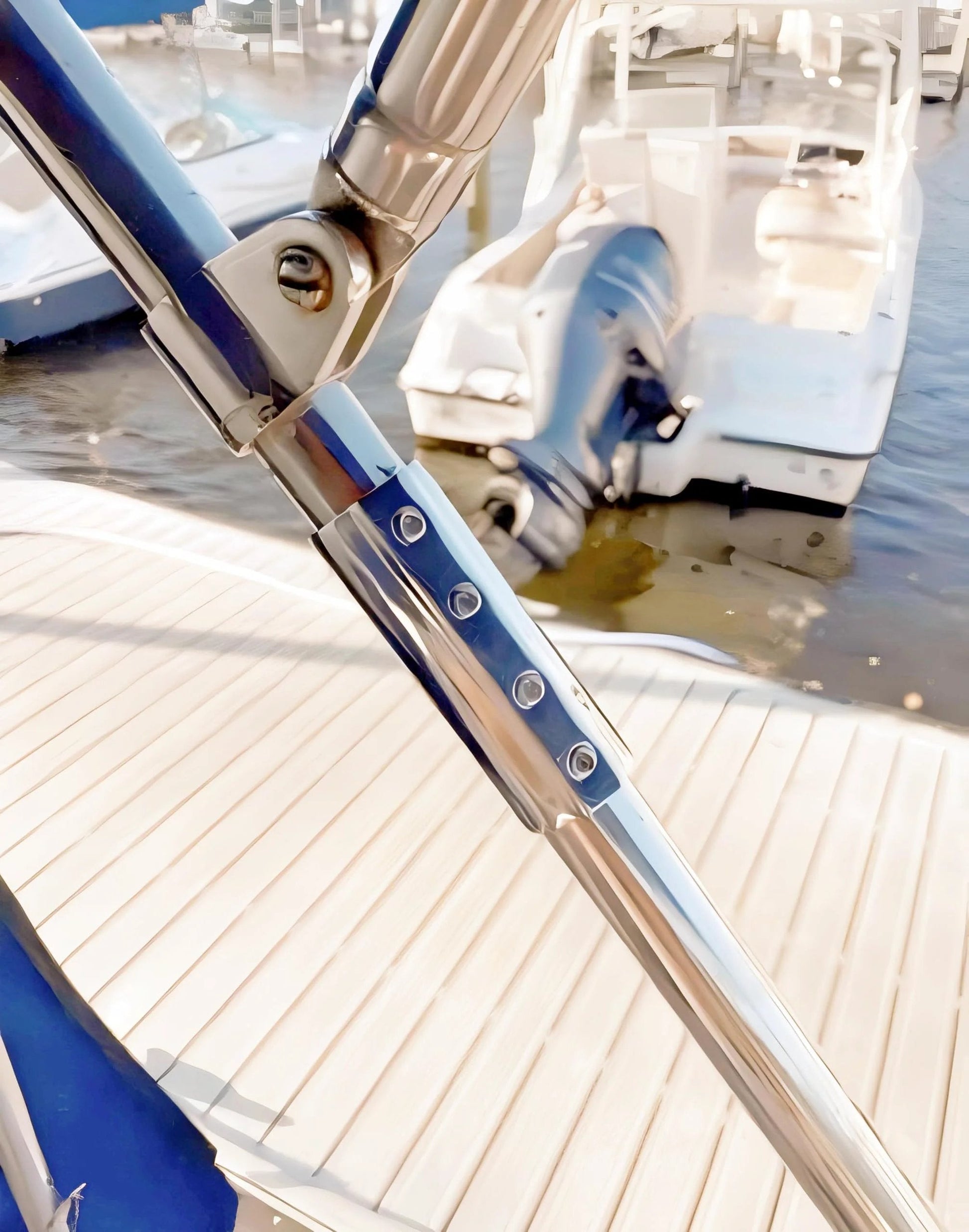 316 Stainless Steel Marine Straight Pipe Fittings 2 Pack For 25mm And 1 Inch OD Tubes Durable Boat Hardware Couplers Easy Install Rust Resistant Cast Tube Connectors visible on boat.