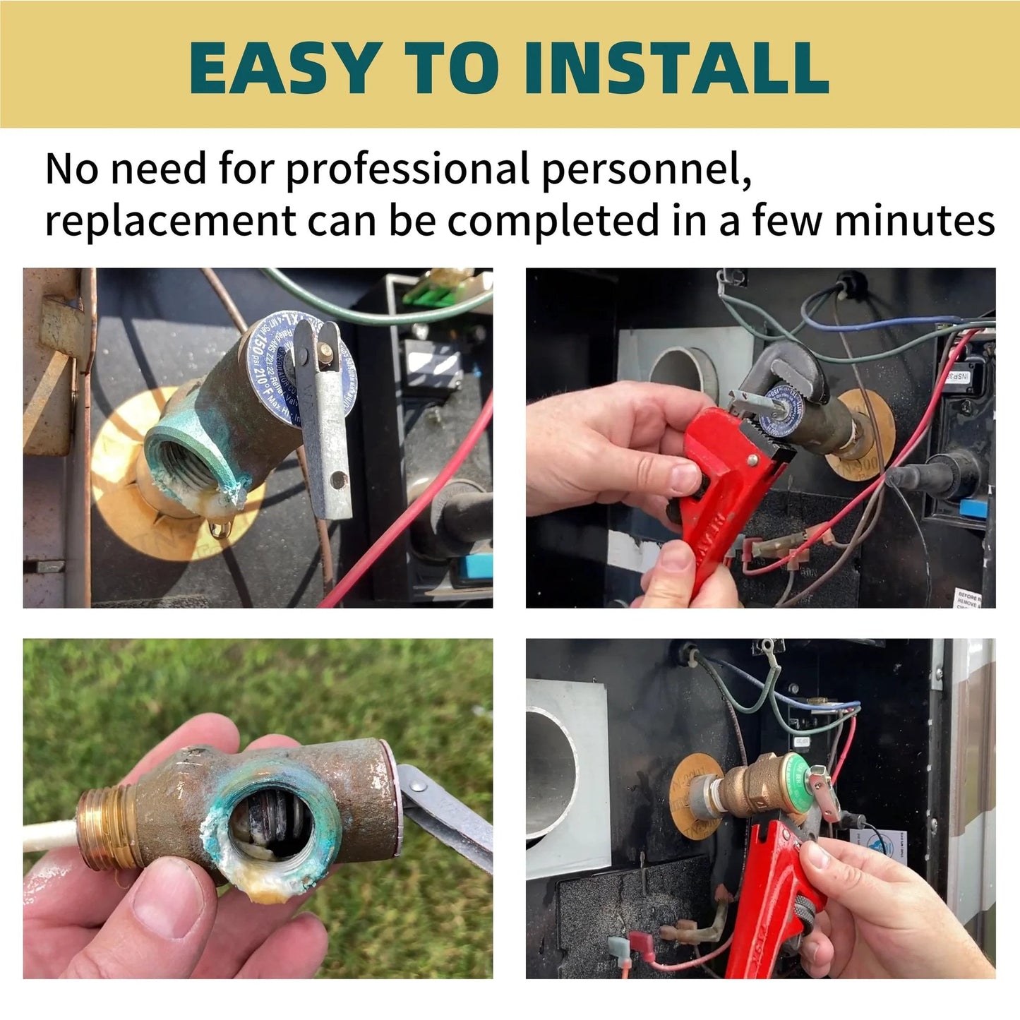 Upgraded Three Quarters Inch NPT Hot Water Heater Pressure Relief Valve With Extended Probe 150 PSI 210 F Anti Corrosion Safety Valve installation