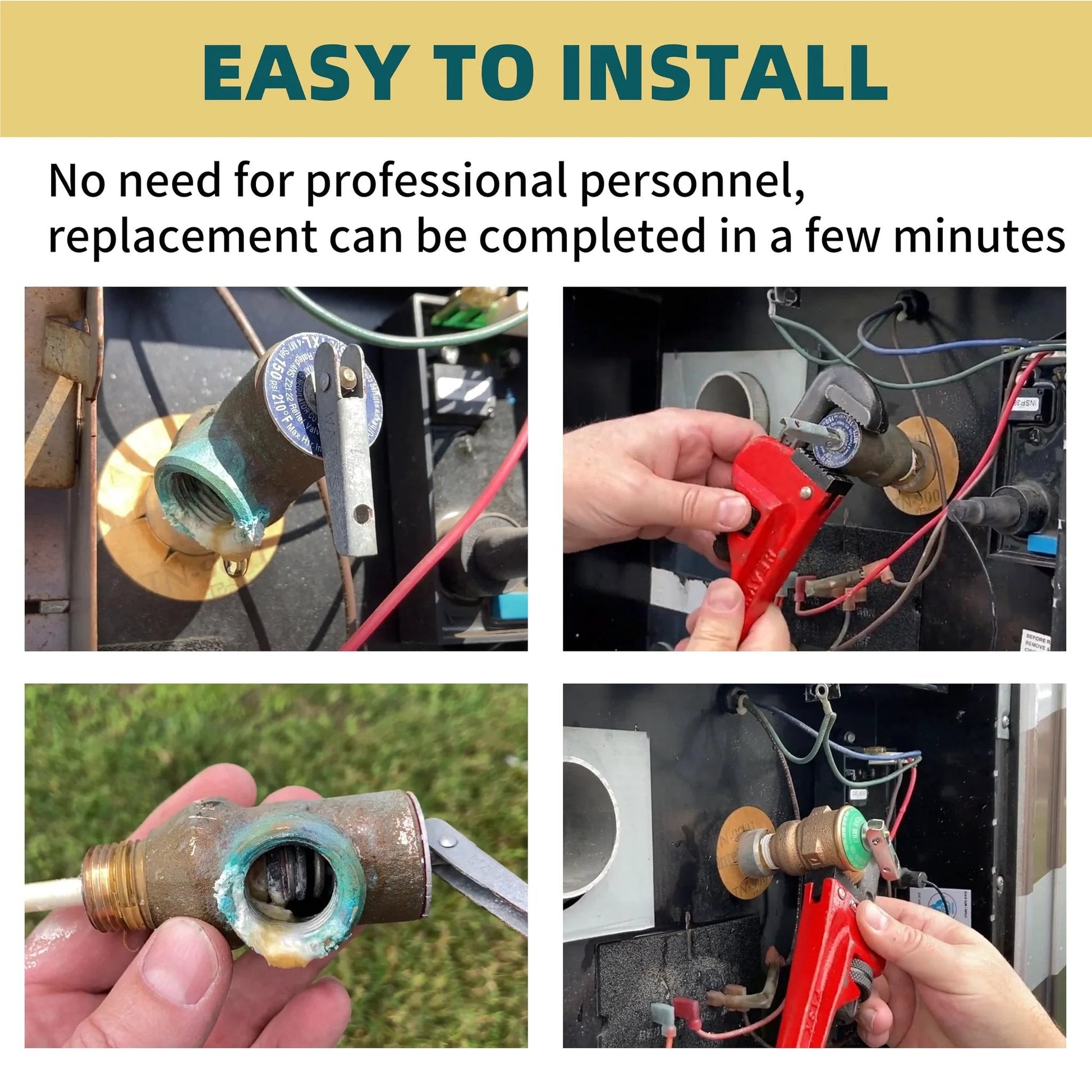 Upgraded Three Quarters Inch NPT Hot Water Heater Pressure Relief Valve With Extended Probe 150 PSI 210 F Anti Corrosion Safety Valve installation