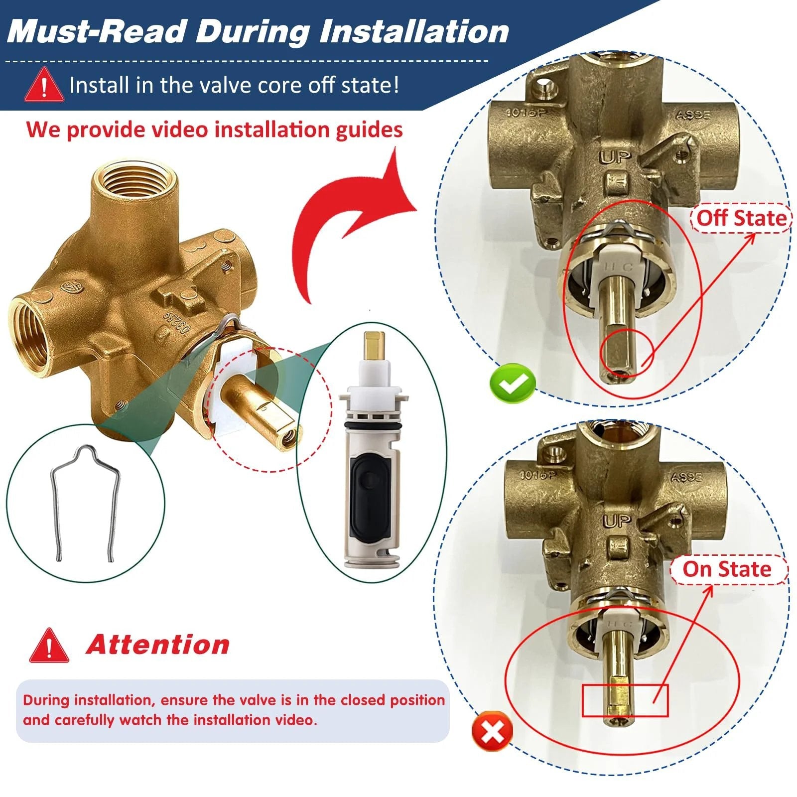 Universal Moen 1222 Cartridge Kit Replacement with Removal Tool and Handle Adapter 116653 for Posi Temp Shower Repair installation guide