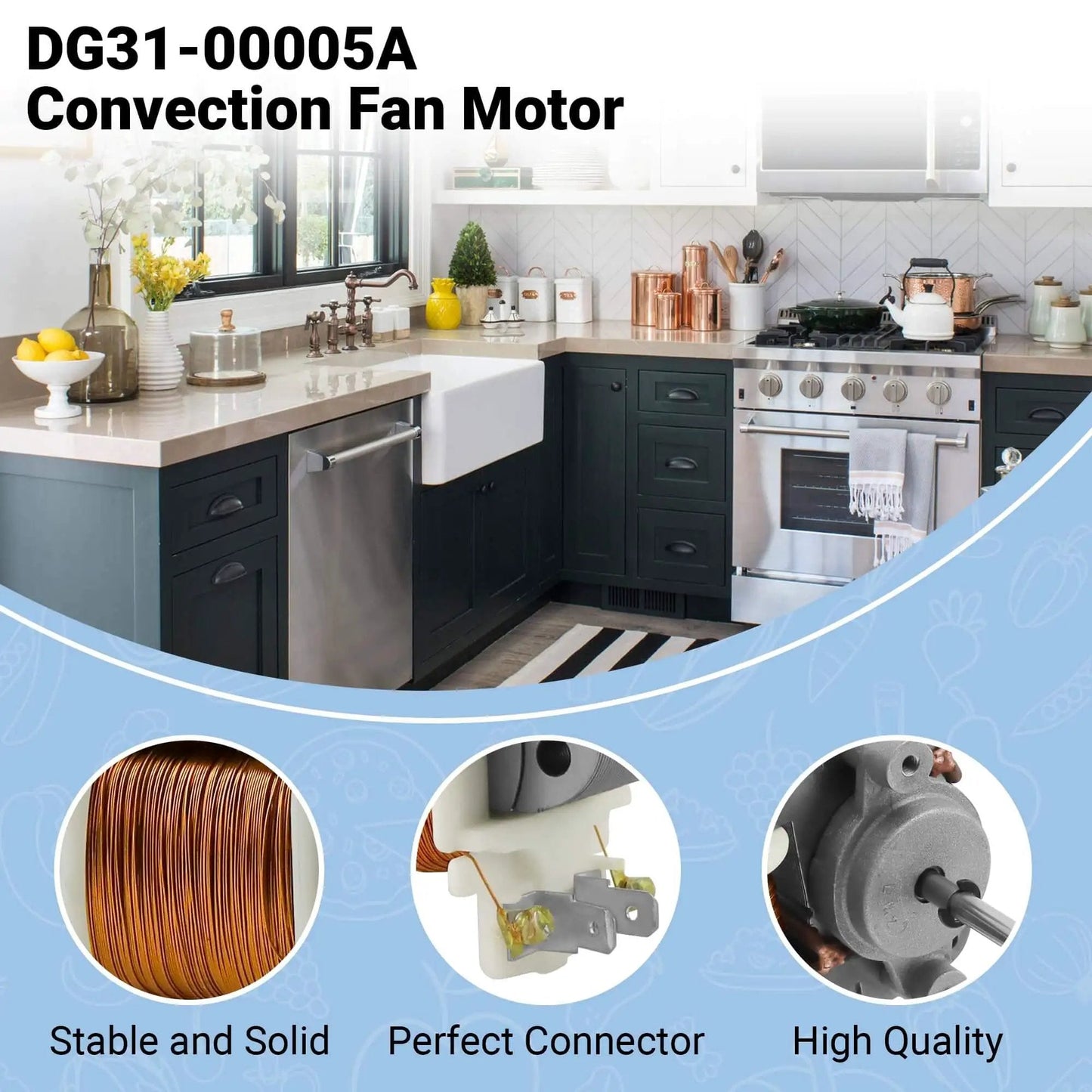 Convection Fan Motor DG31-00005A Replacement Single Unit for Microwave Oven 120V 60Hz Left-Hand Shaft Threads Fits AP4338602