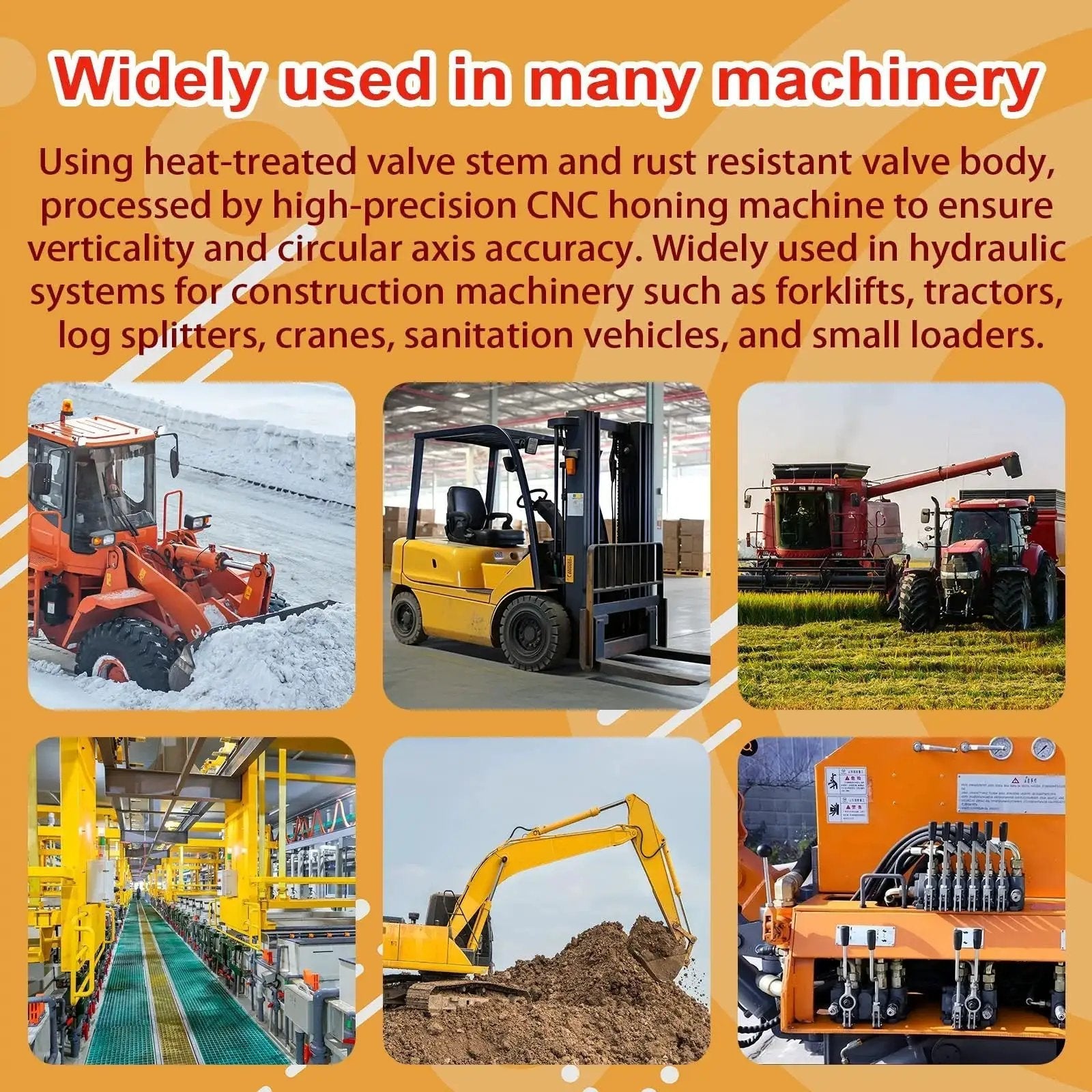Various machinery using Hydraulic Control Valve With Float, 2 Spool, 11 GPM Directional Valve for log splitters, tractors, loaders