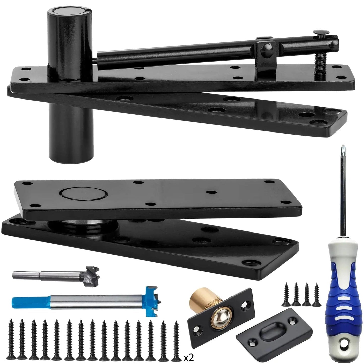 Beefy Hidden Door Hinge Heavy Duty 870 Lbs Load Bearing With Thick Solid Steel Frame 360 Degree Swivel Pivot hardware kit