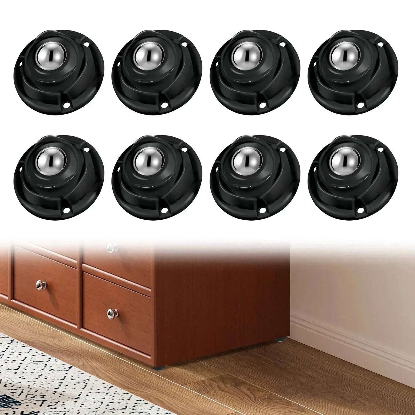 8 Pack Self Adhesive Caster Wheels 1 Inch Low Profile Swivel Casters With Stainless Steel Anti Rust Wheels 360 Degree Rotation