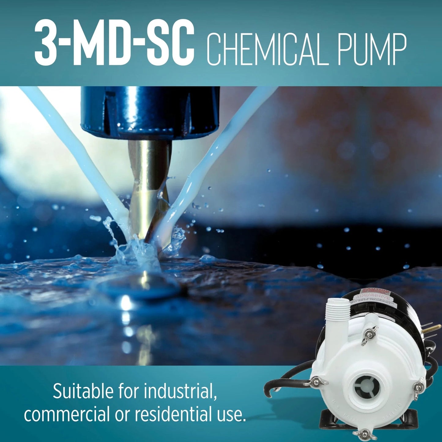 Heavy-Duty Non-Submersible Magnetic Drive Pump for Semi-Corrosive Chemicals, 115V, 1/12 HP, 750 GPH, 3-MD-SC, shown in use