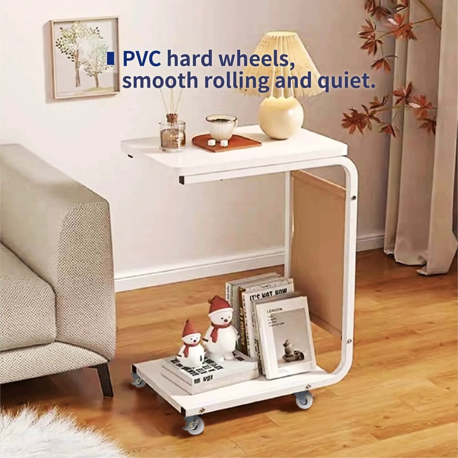 PVC rolling cart with M6 Threaded Stem Caster Wheels 2 Inch PVC Silent No Noise No Scratch Replacement for tiny shelving