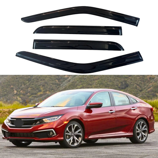 Out Channel Window Visors For 2016 2017 2018 2019 2020 2021 Honda Civic Sedan 4 Piece Rain Guards Vent Deflectors on car