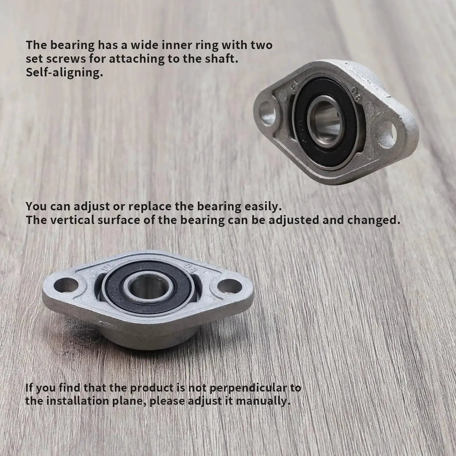 4 Pack Pillow Block Bearings Set With Three Eighths Inch Bore 10mm ID Self Aligning Zinc Alloy Flange Bearings KFL000
