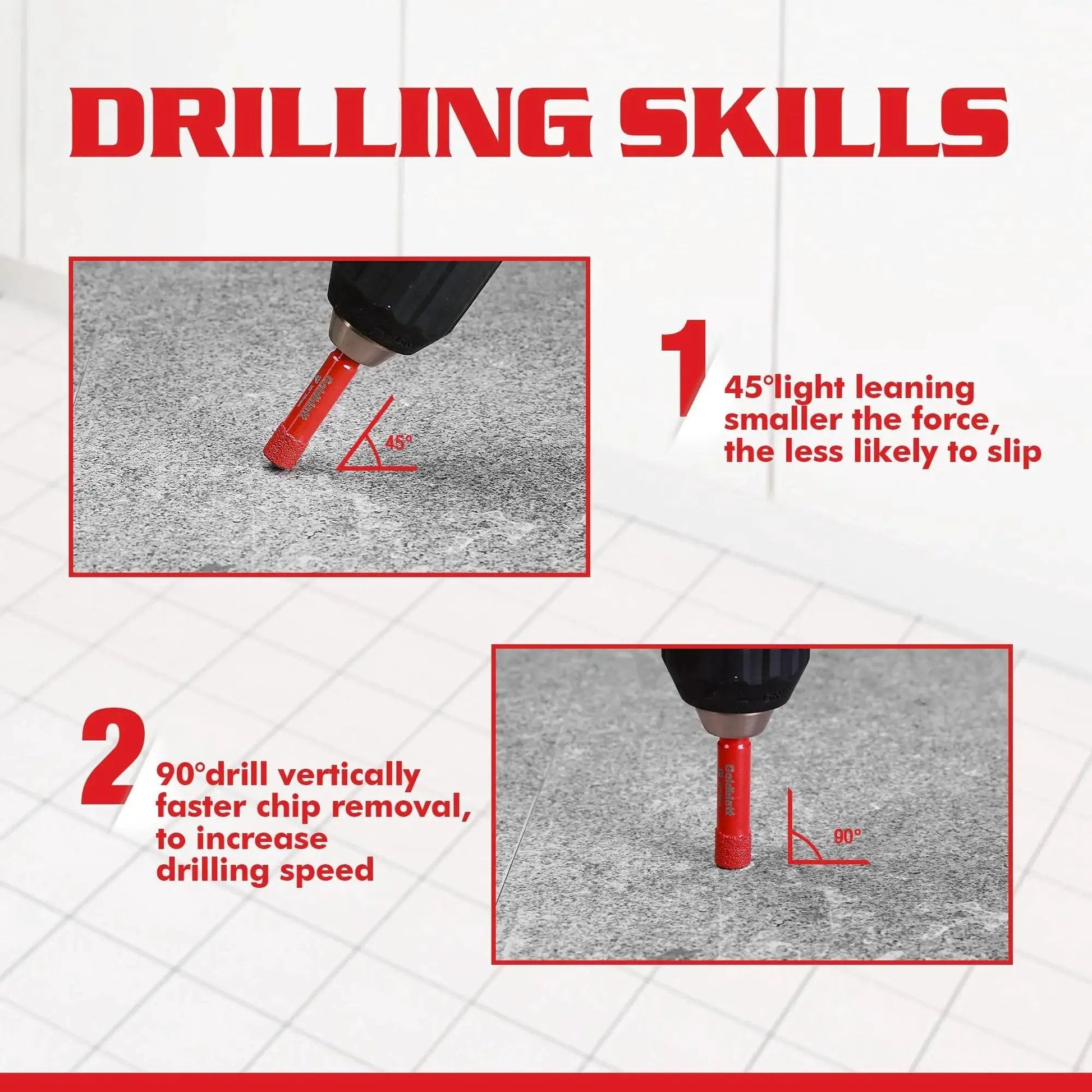 Powerful 10 Piece Diamond Drill Bit Set With One Quarter Inch Shank 6mm Vacuum Brazed Diamond Hole Saw Kit for tile and granite drilling demonstration